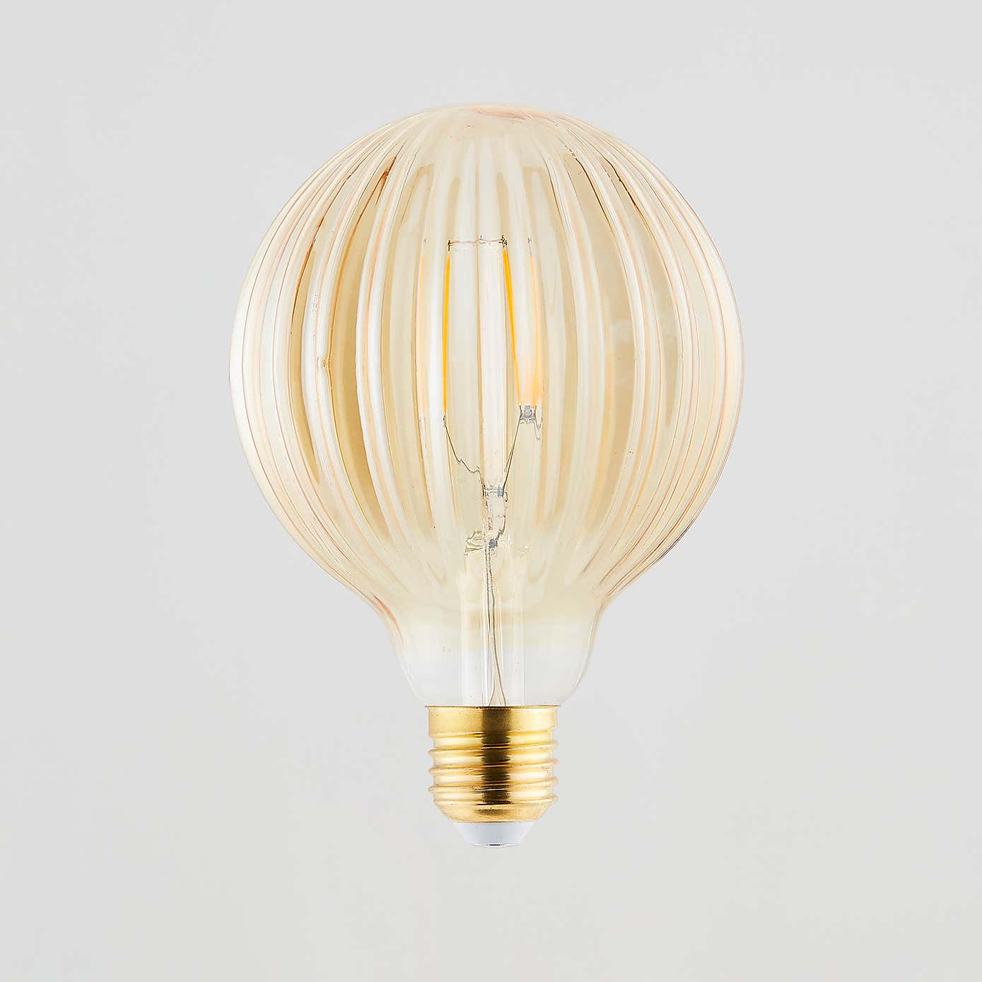 Bardot Ribbed Pumpkin Amber Glass Bulb