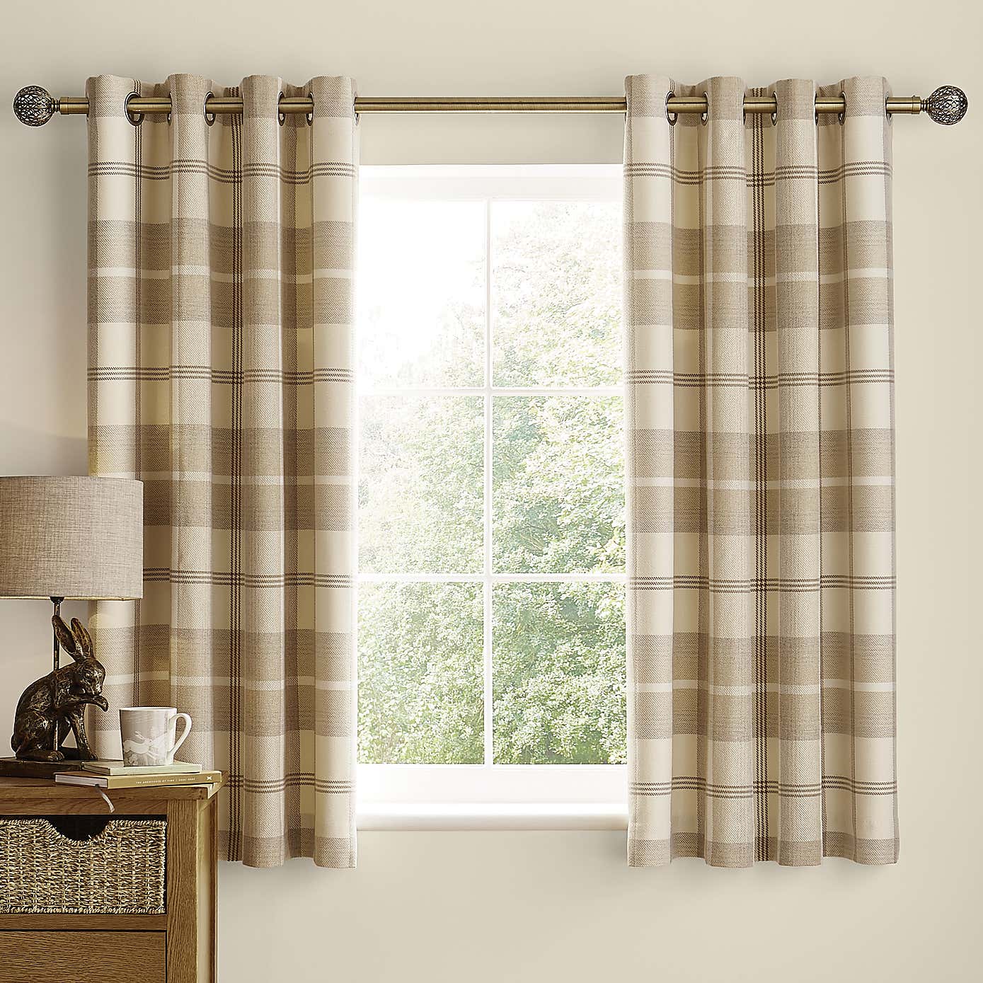Highland Check Eyelet Curtains