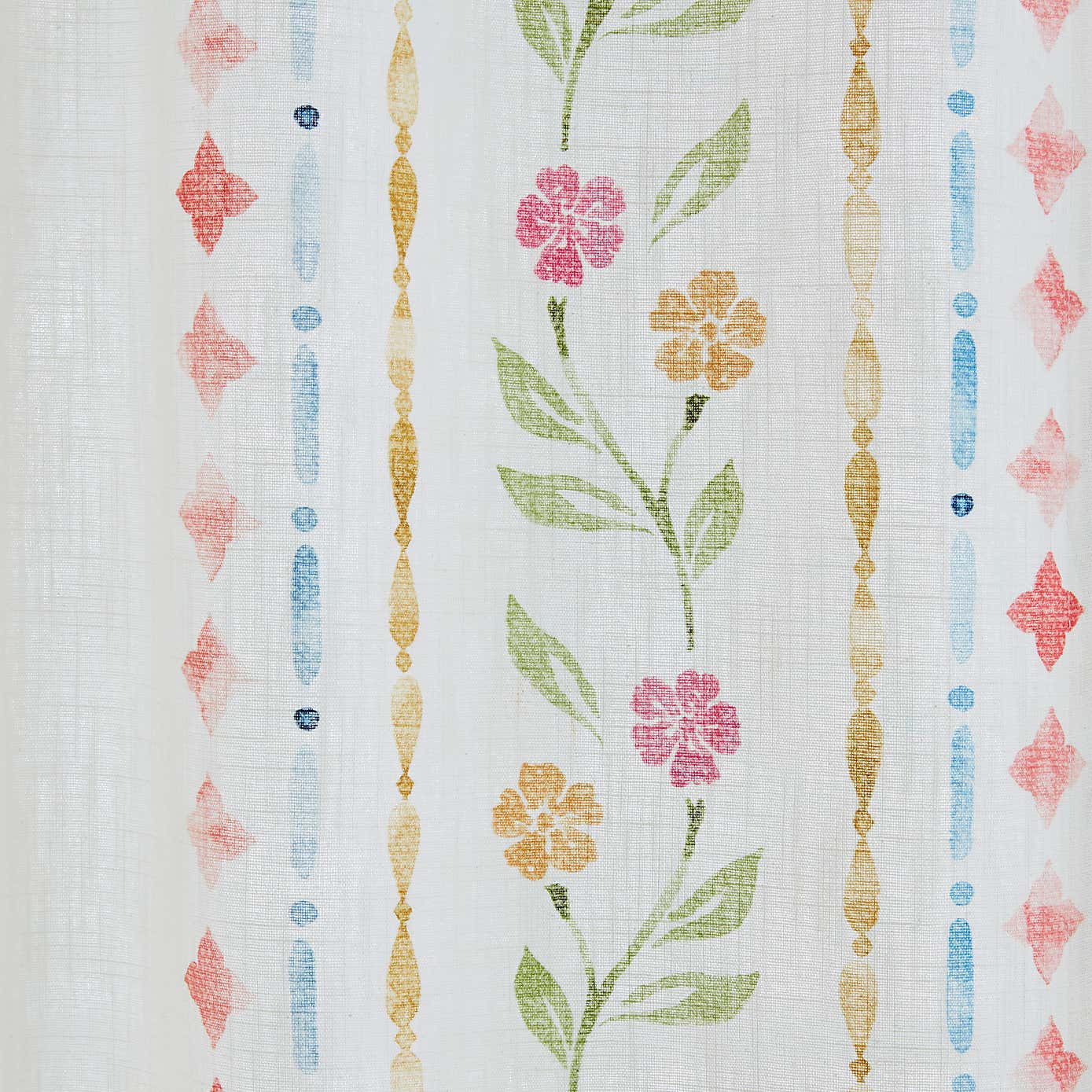 Cotton Bordered Tile Print Slot Top Voile Panel