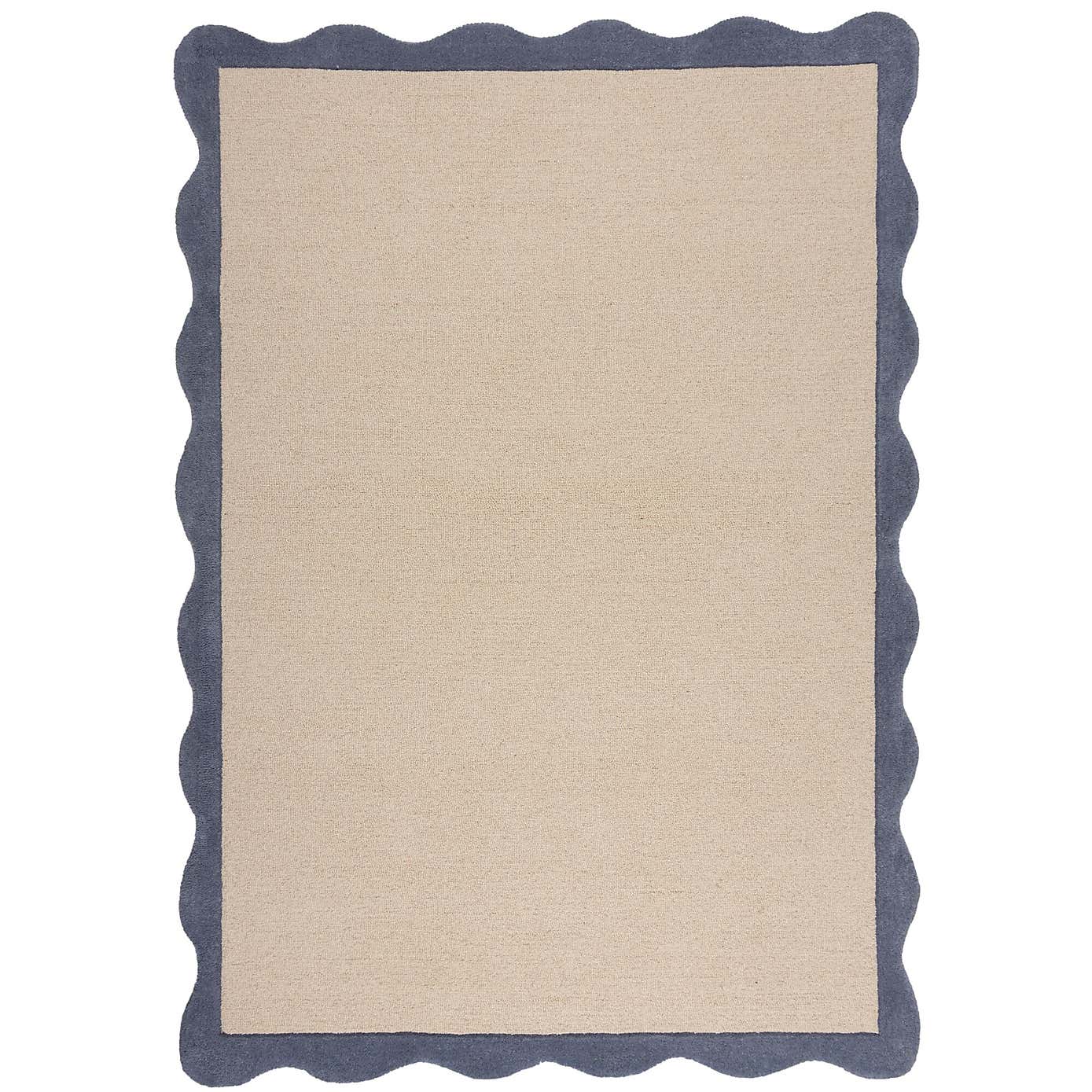 Bonnie Scallop Natural Border Wool Rug