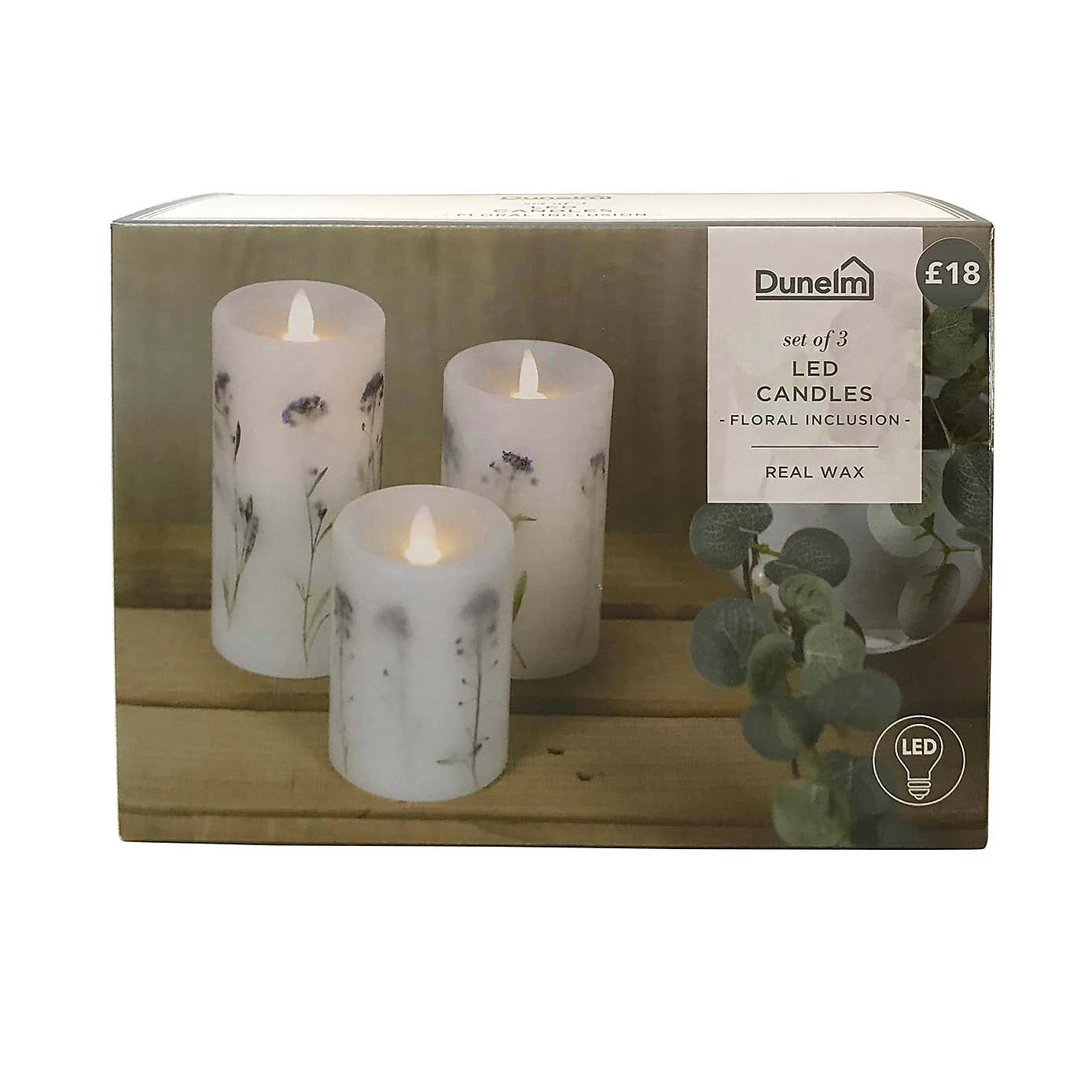 Pack of 3 Lavender Inclusion LED Candles