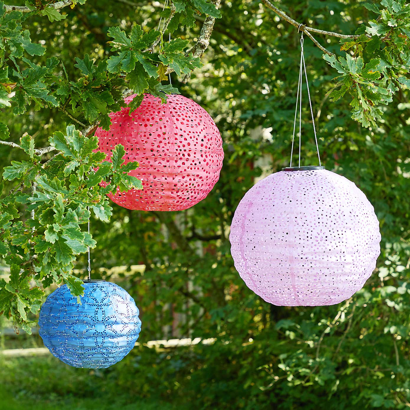 Set of 3 Sophie Robinson LED Solar Hanging Lanterns