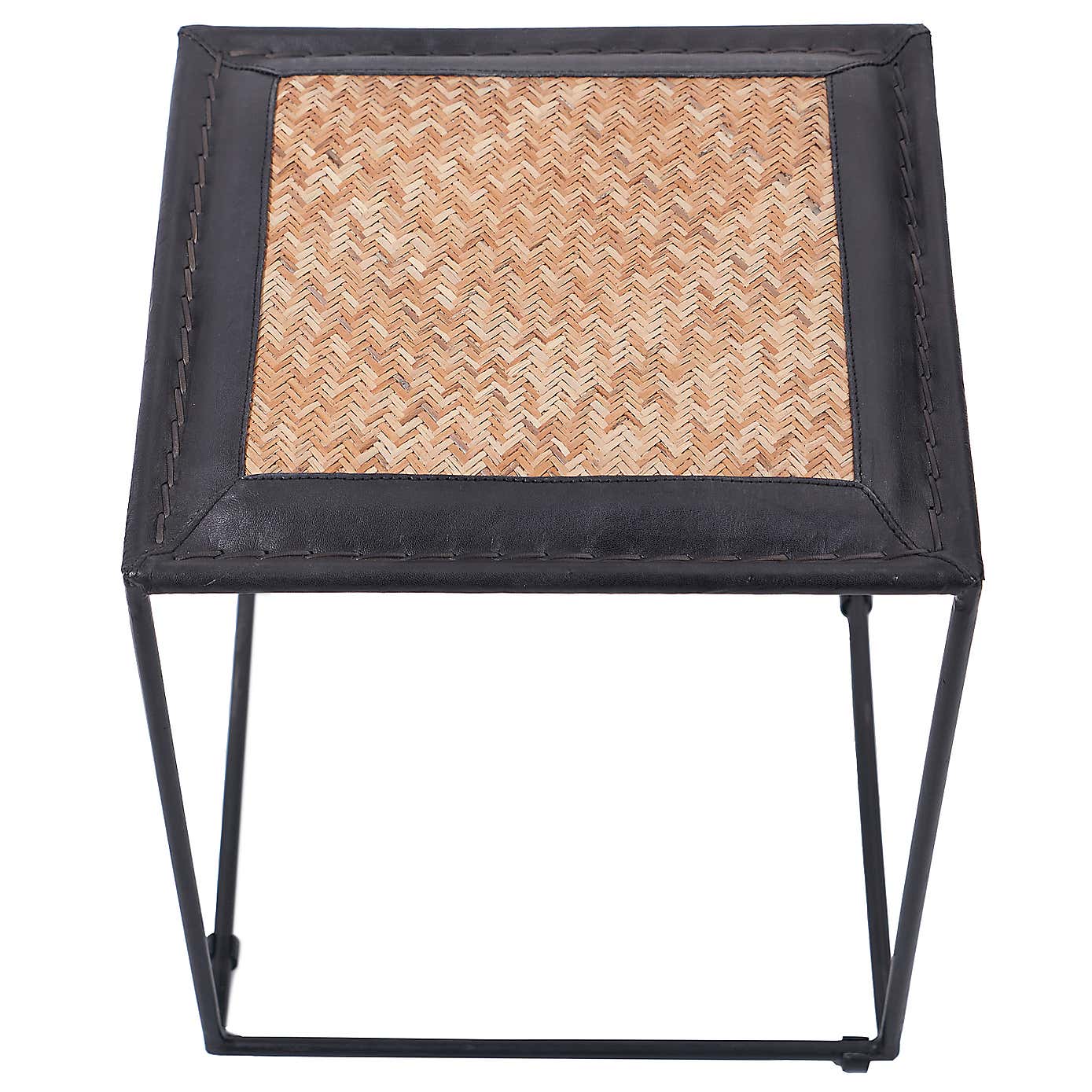 Ezio Leather and Rattan Stool