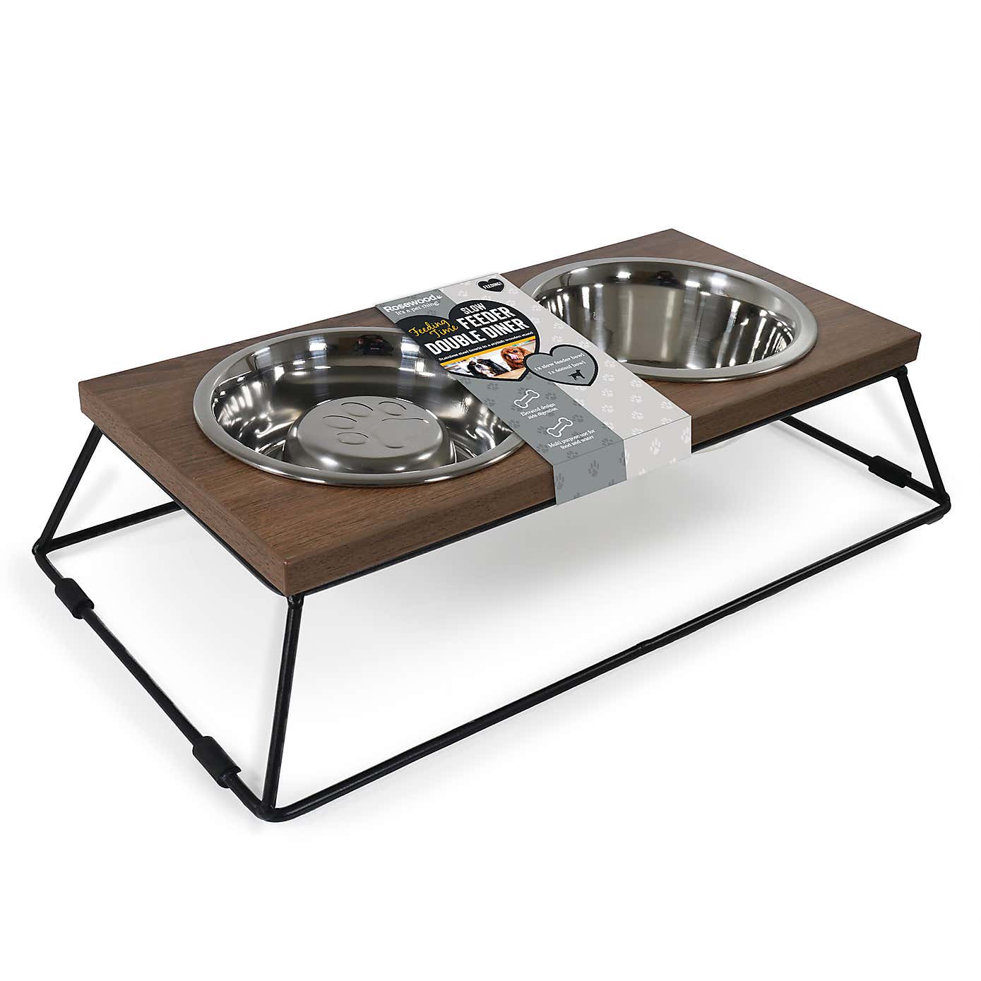Rosewood Slow Feeder Double Diner Pet Bowls