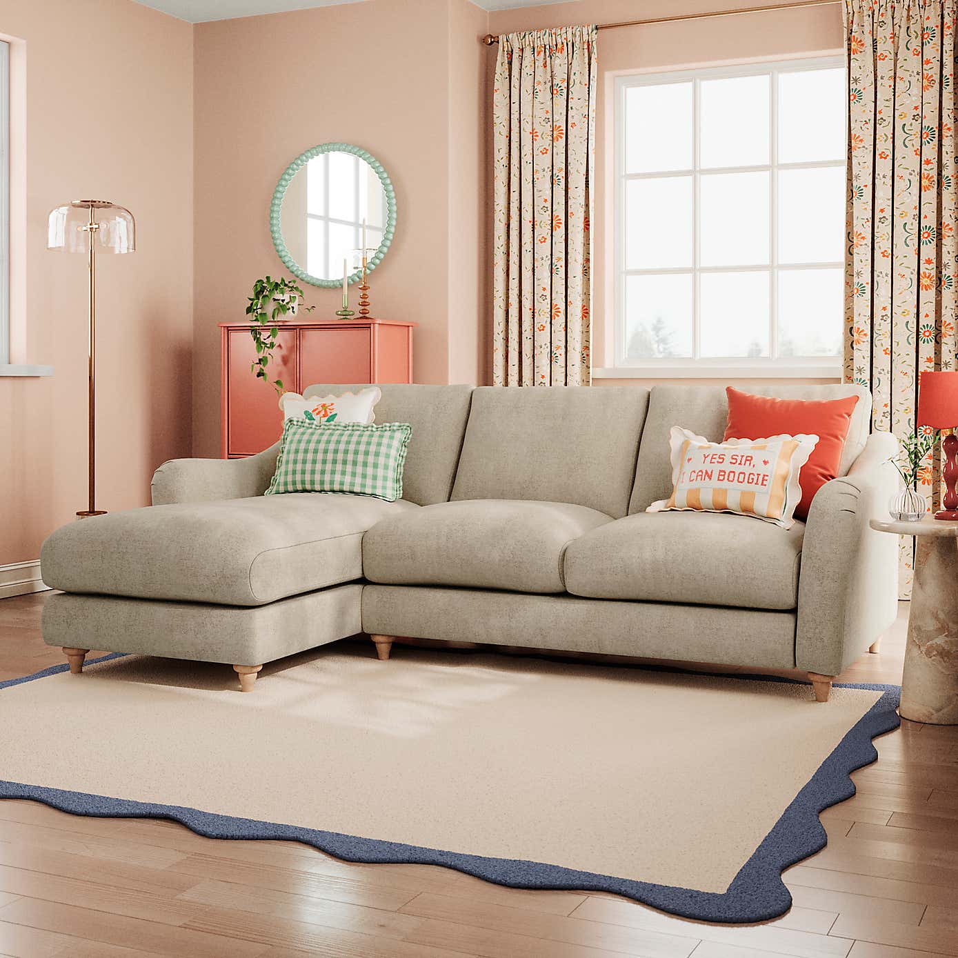 Hattie Tonal Plush Chenille Corner Chaise Sofa