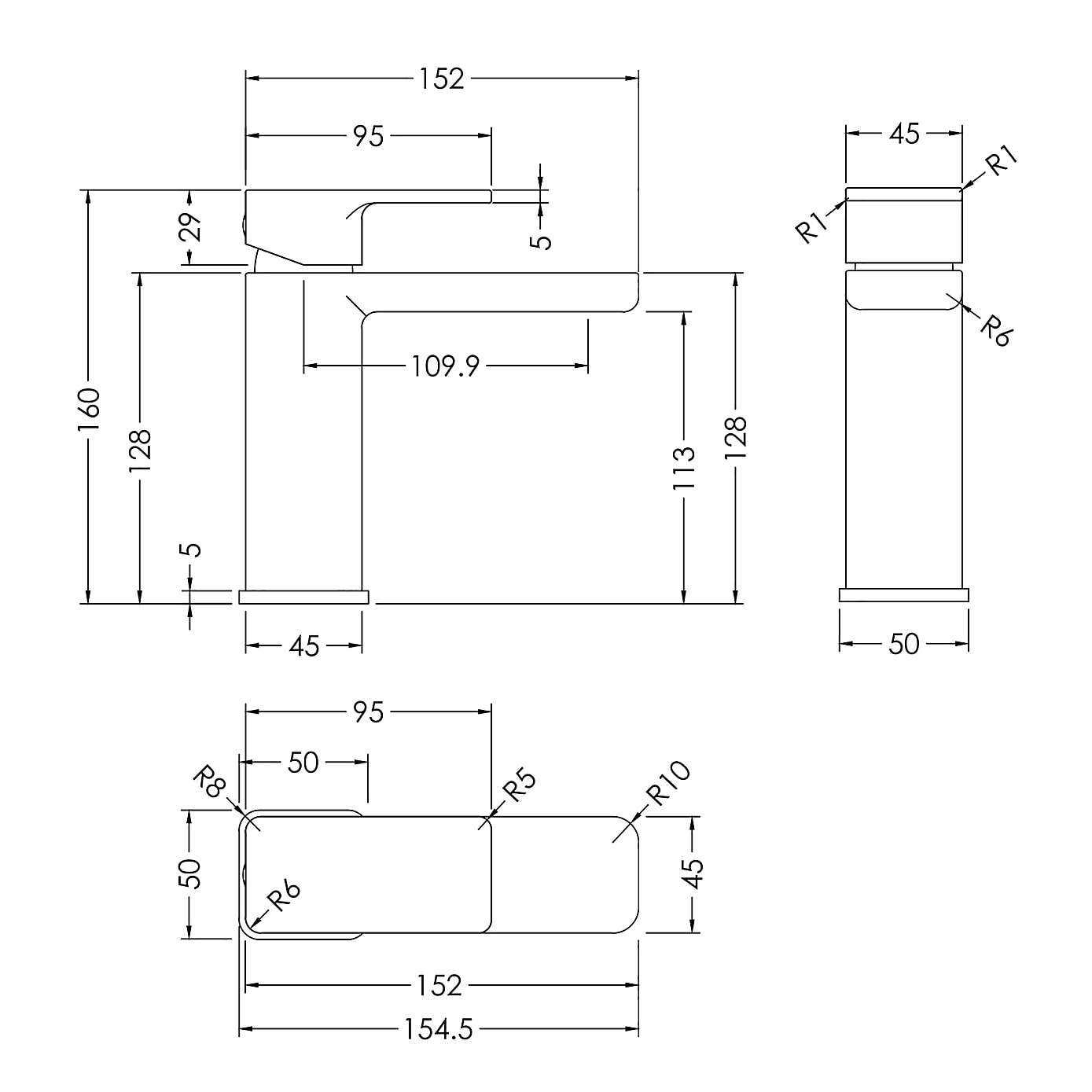 Windon Eco Mono Basin Mixer Tap with Push Button Waste
