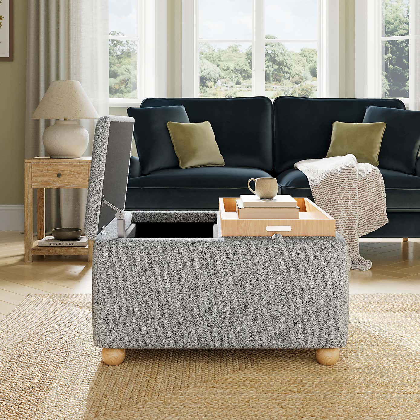 Elma Soft Weave Tray Table Ottoman