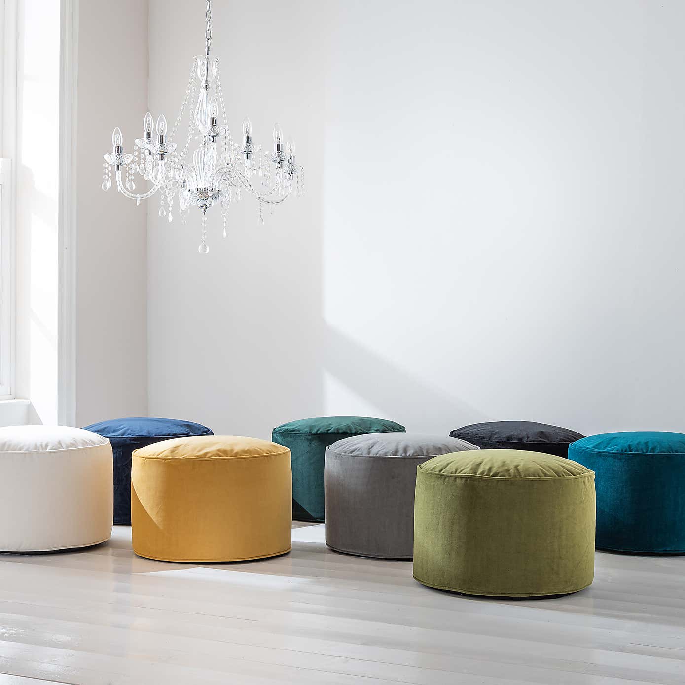 Eliza Velvet Old Gold Pouffe