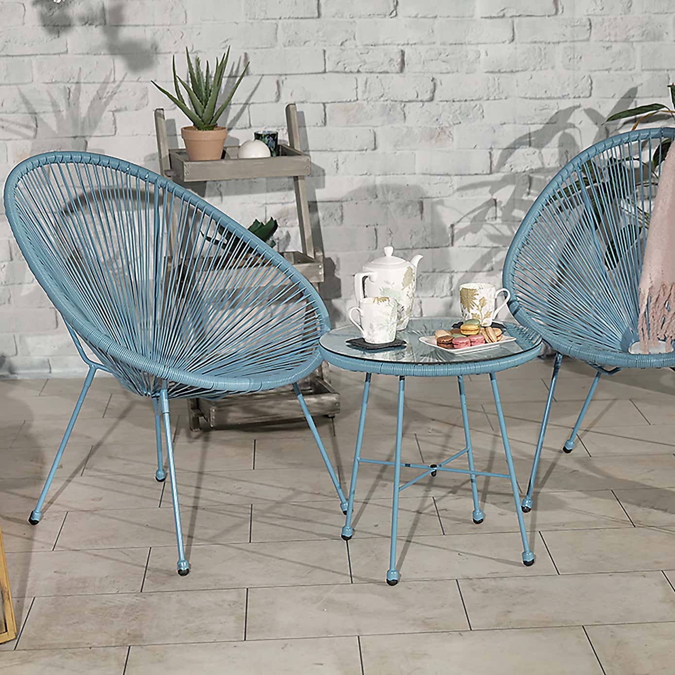 Monaco Blue Egg Chair Set