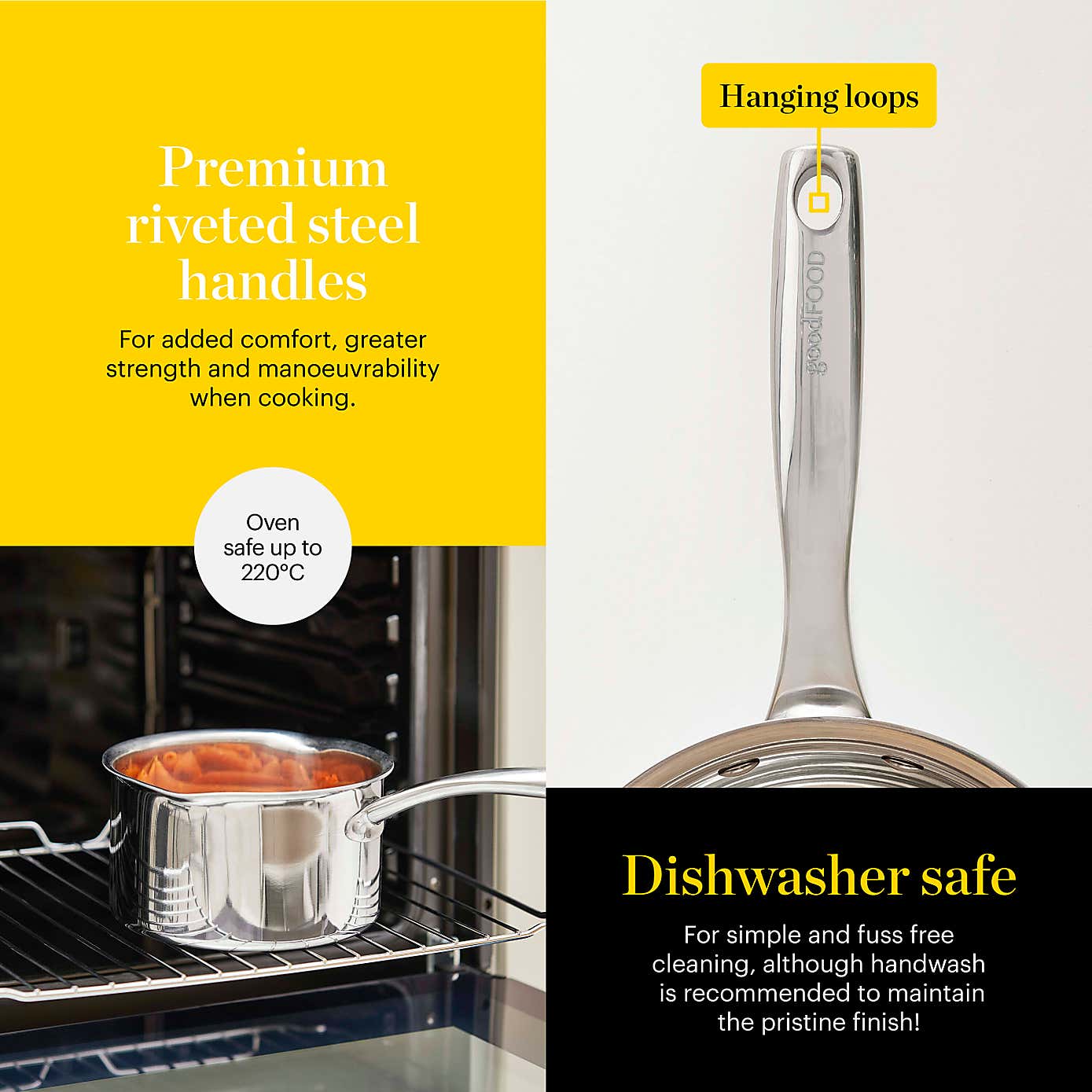 Good Food Tri Ply 3 Piece Saucepan Set