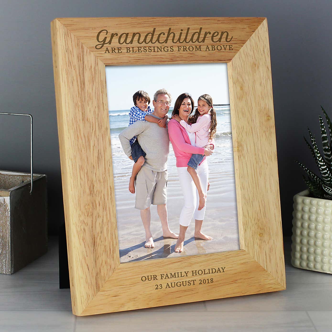 Personalised Grandchildren are a Blessing Light Wood Portrait Photo Frame