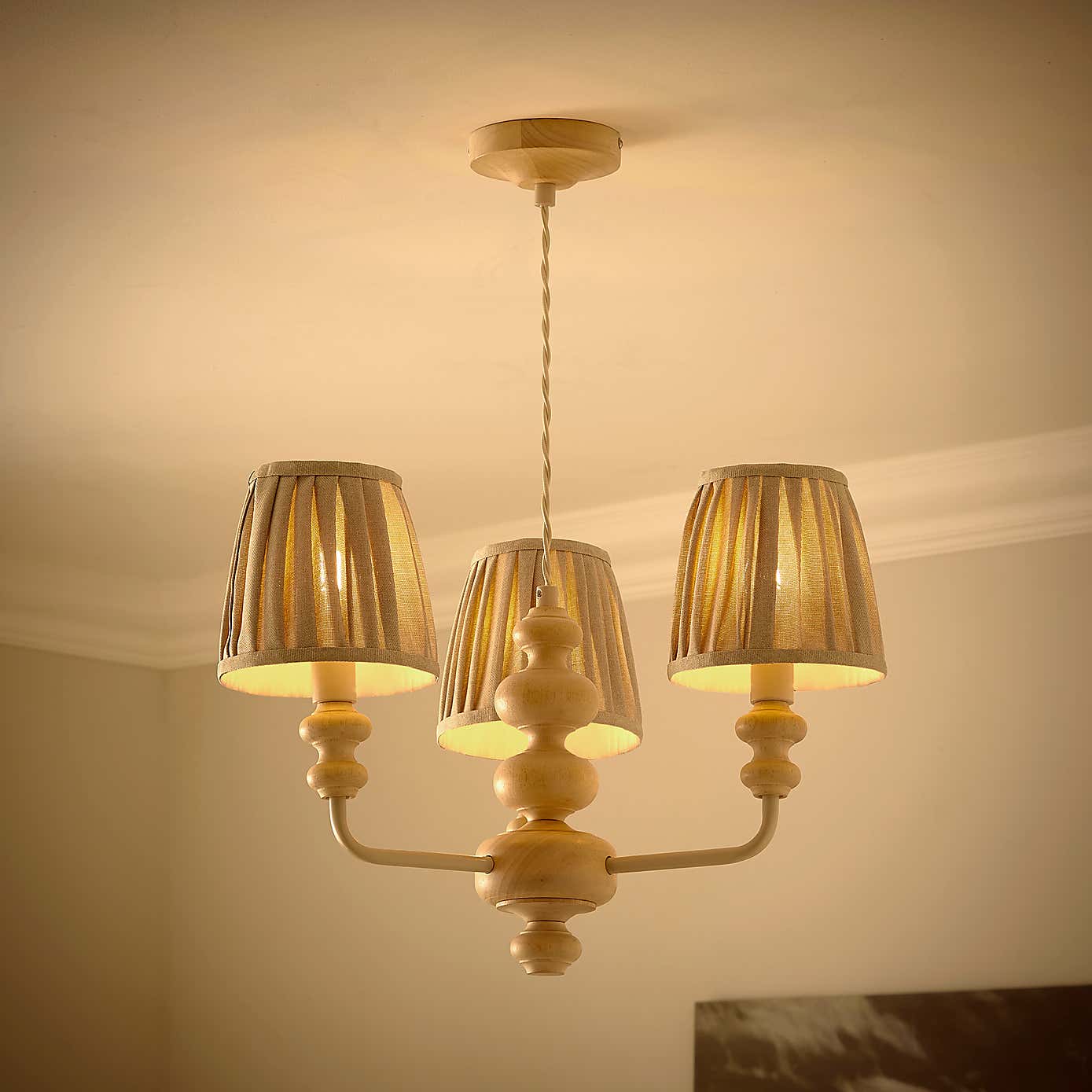 Bobby Pleated Adjustable Semi Flush Candlestick Chandelier