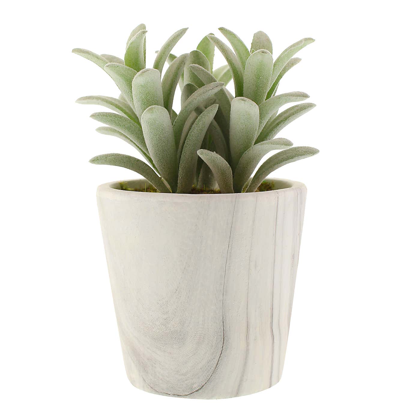 Artificial Succulent in White Marble Plant Pot