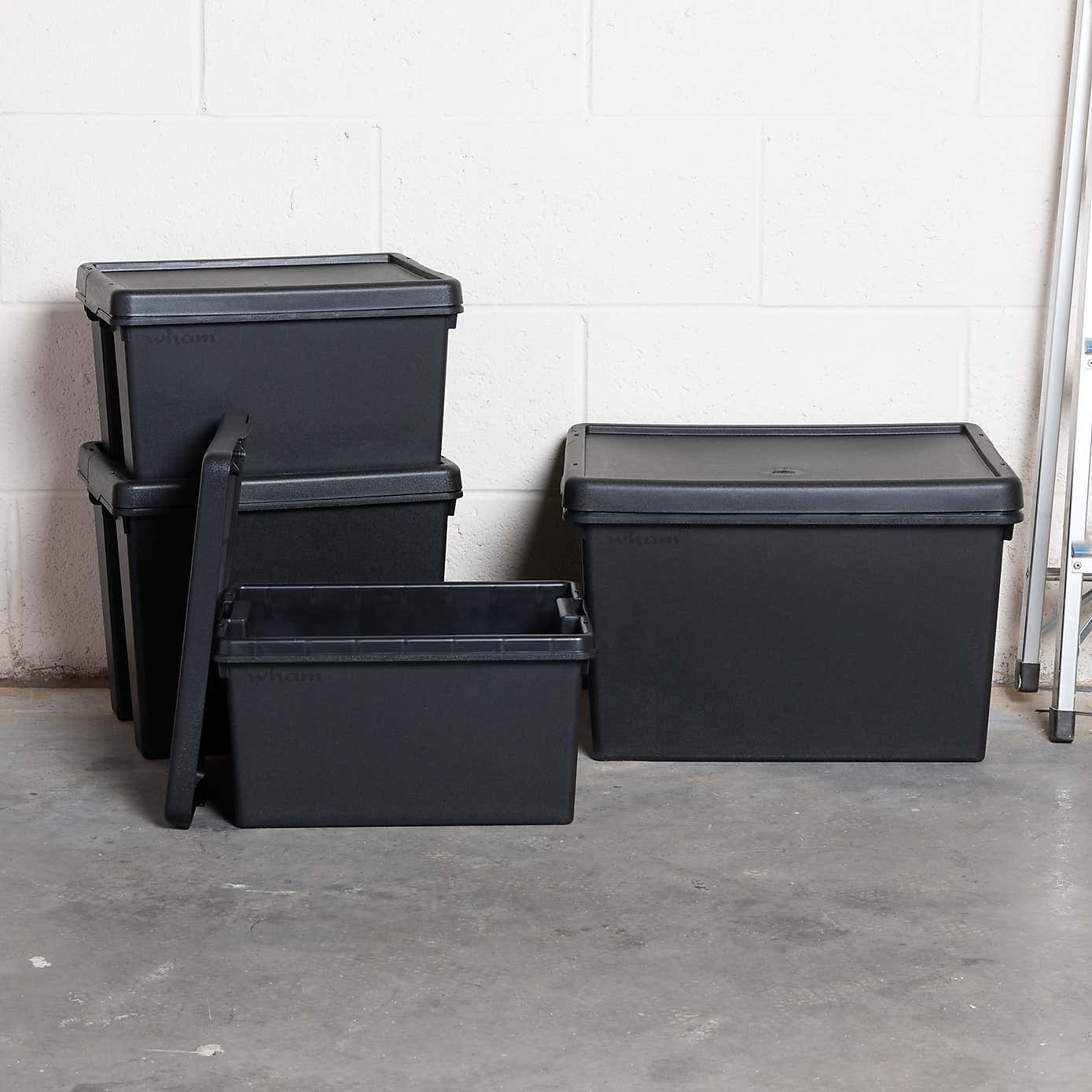 Wham Bam 4 Piece Black Multisize Heavy Duty Box & Lid