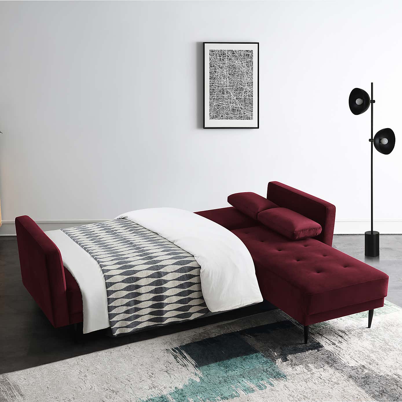 Selassi Velvet 3 Seater Corner Sofa Bed