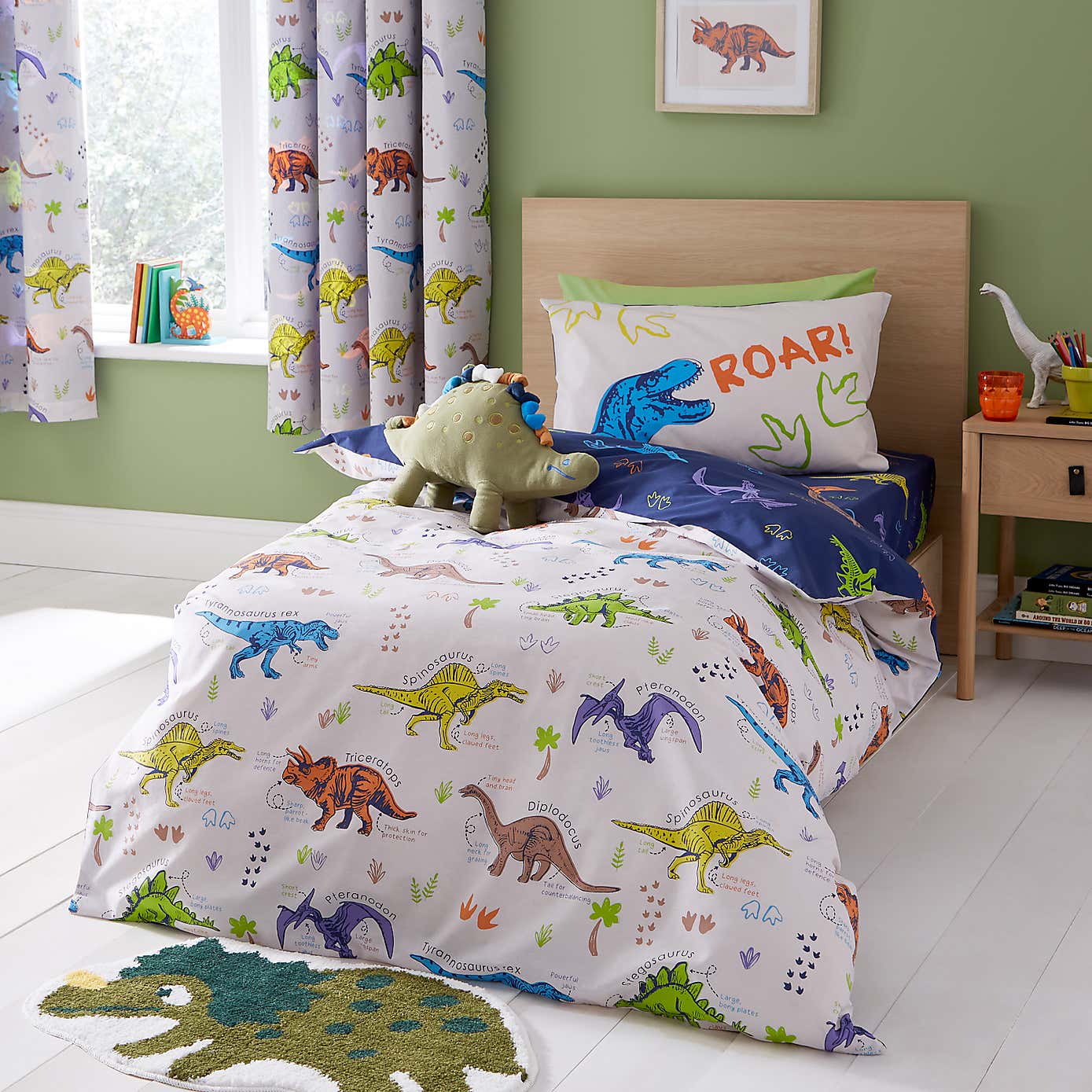 Catherine Lansfield Prehistoric Dinosaurs Polycotton Duvet Cover & Pillowcase Set
