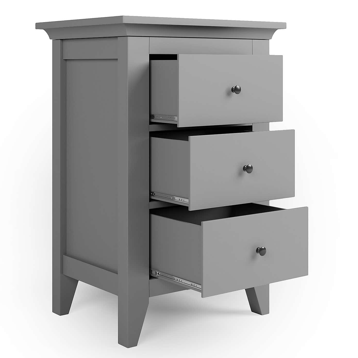 Lynton Grey 3 Drawer Bedside Table
