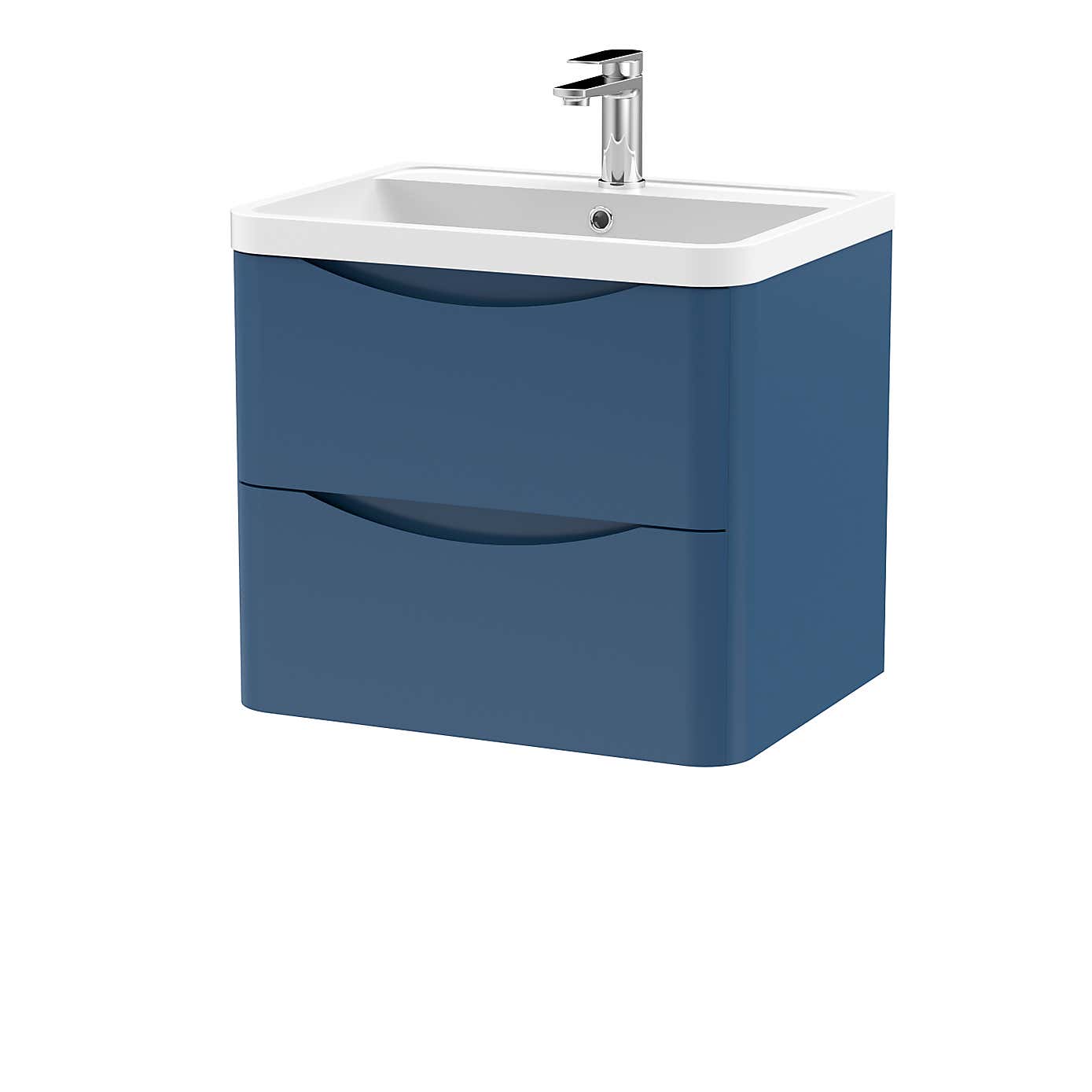 Lunar Wall Mounted 2 Drawer Vanity Unit with Polymarble Basin