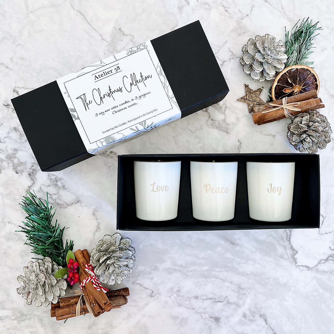 Atelier 38 Christmas Spice, Fireside, & White Christmas Soy Candle Gift Set