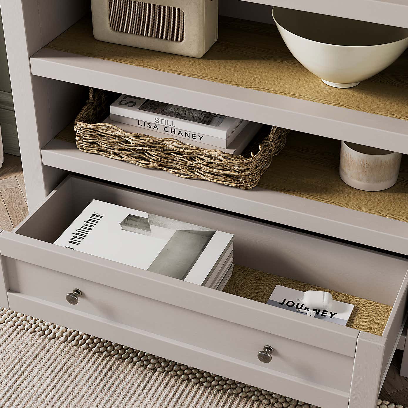 Olney Low Bookcase, Stone