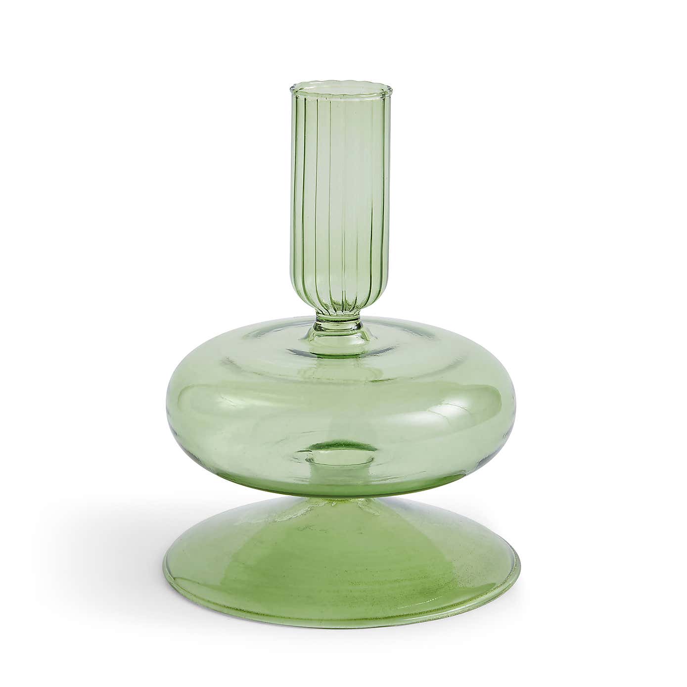 Squat Glass Taper Candlestick Holder