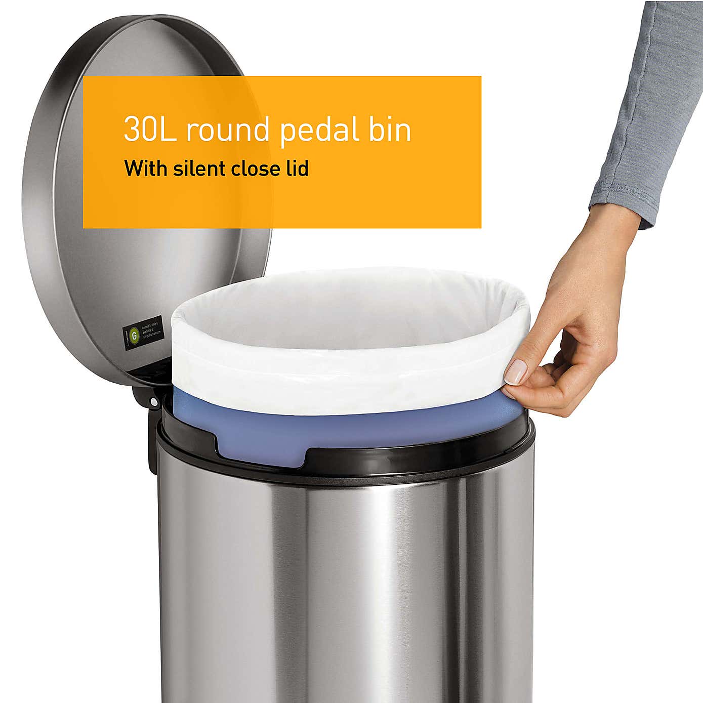 Simple Human 30 Litre Round Stainless Steel Pedal Bin