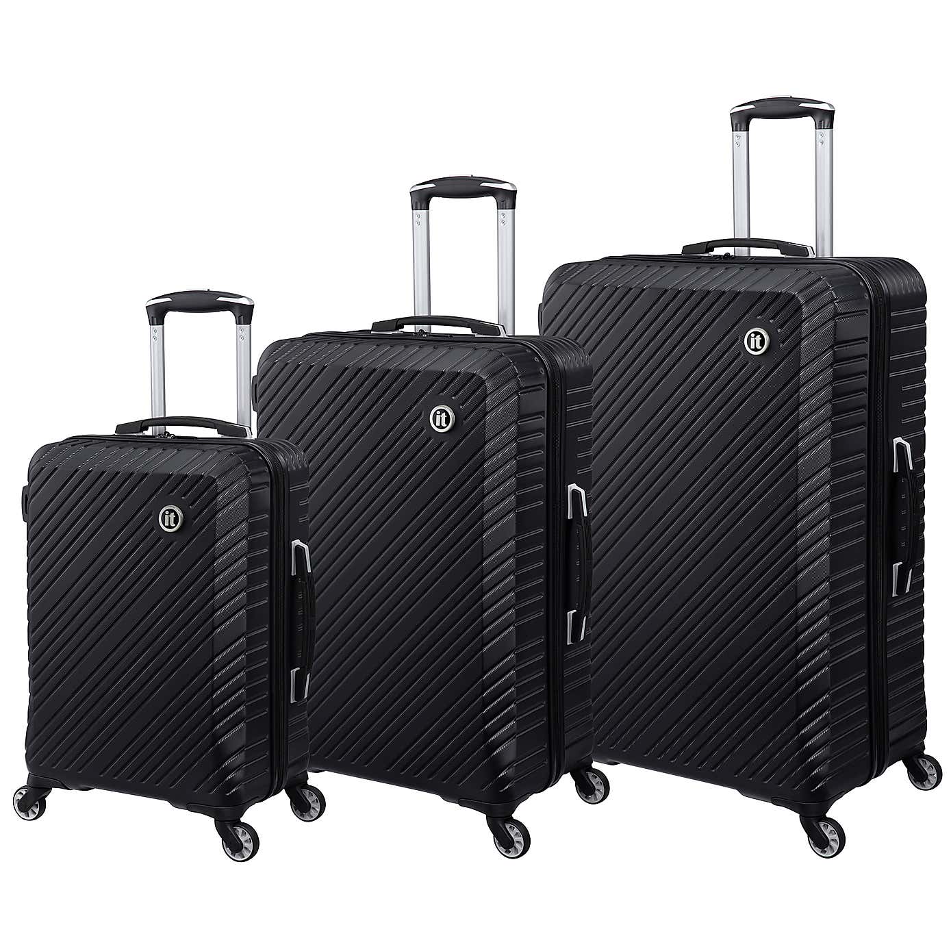 IT Luggage Set of 3 Recline Hard Shell Suitcases