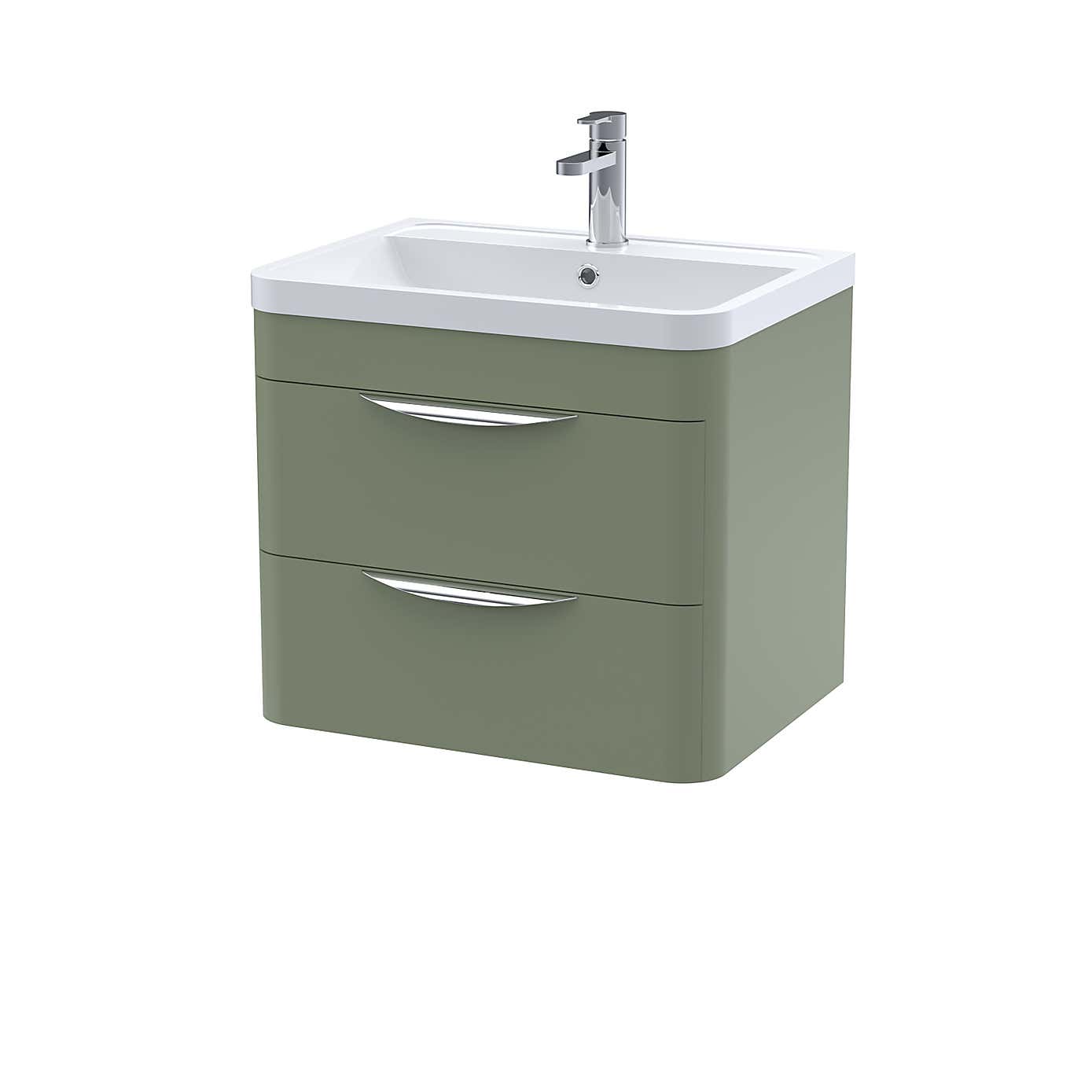 Parade Wall Mounted 2 Drawer Vanity Unit with Polymarble Basin