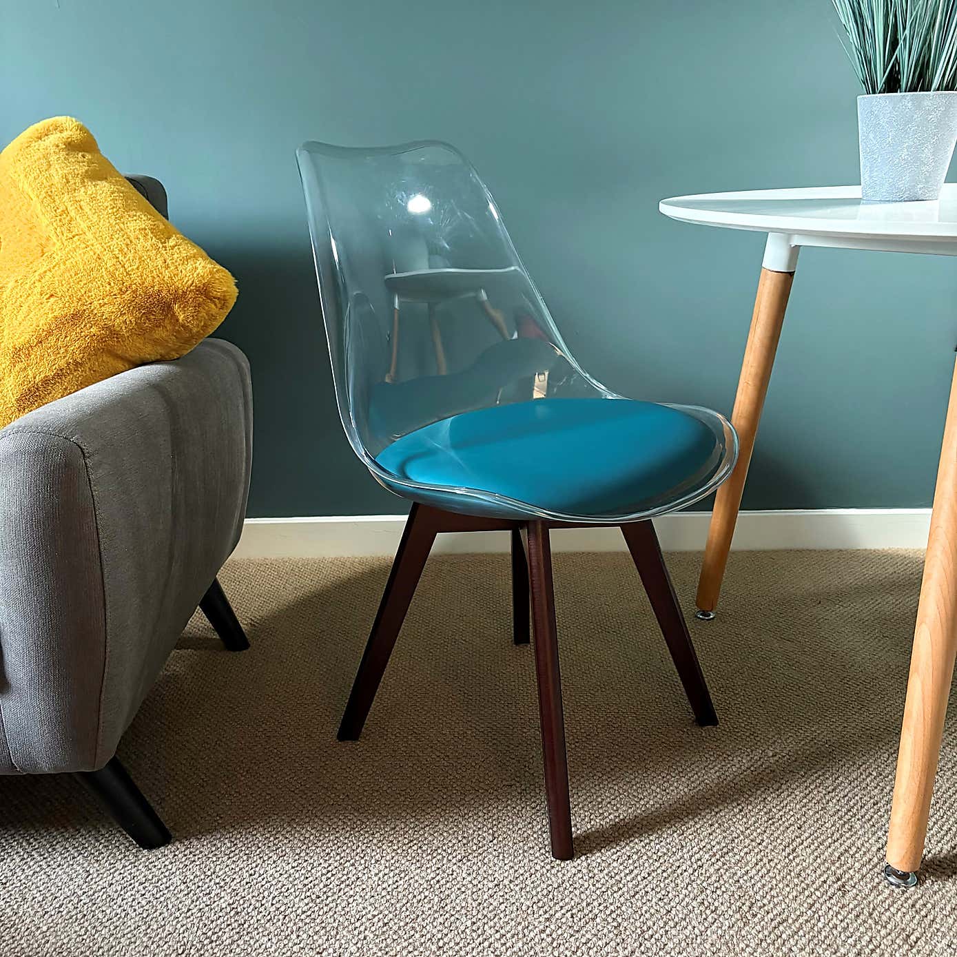 Fusion Living Soho Clear Plastic Dining Chair with Squared Legs