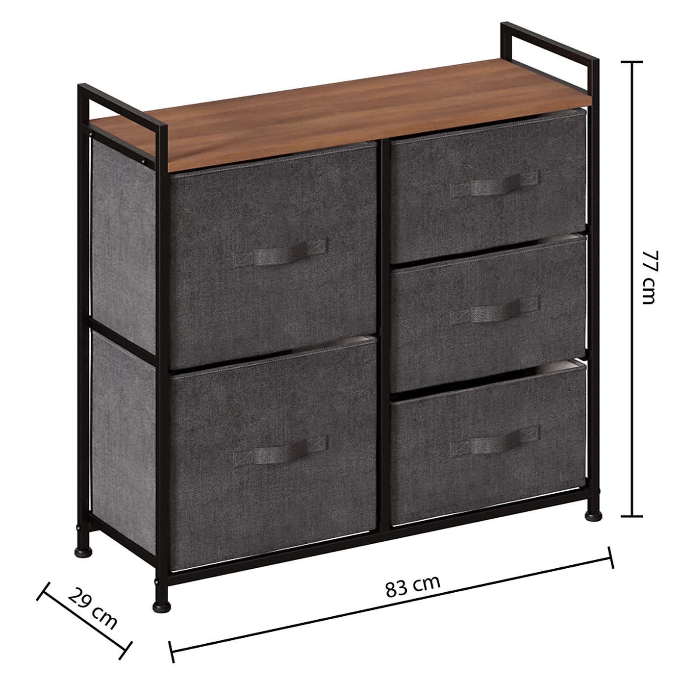 Tissa Grey 5 Drawer Storage Unit