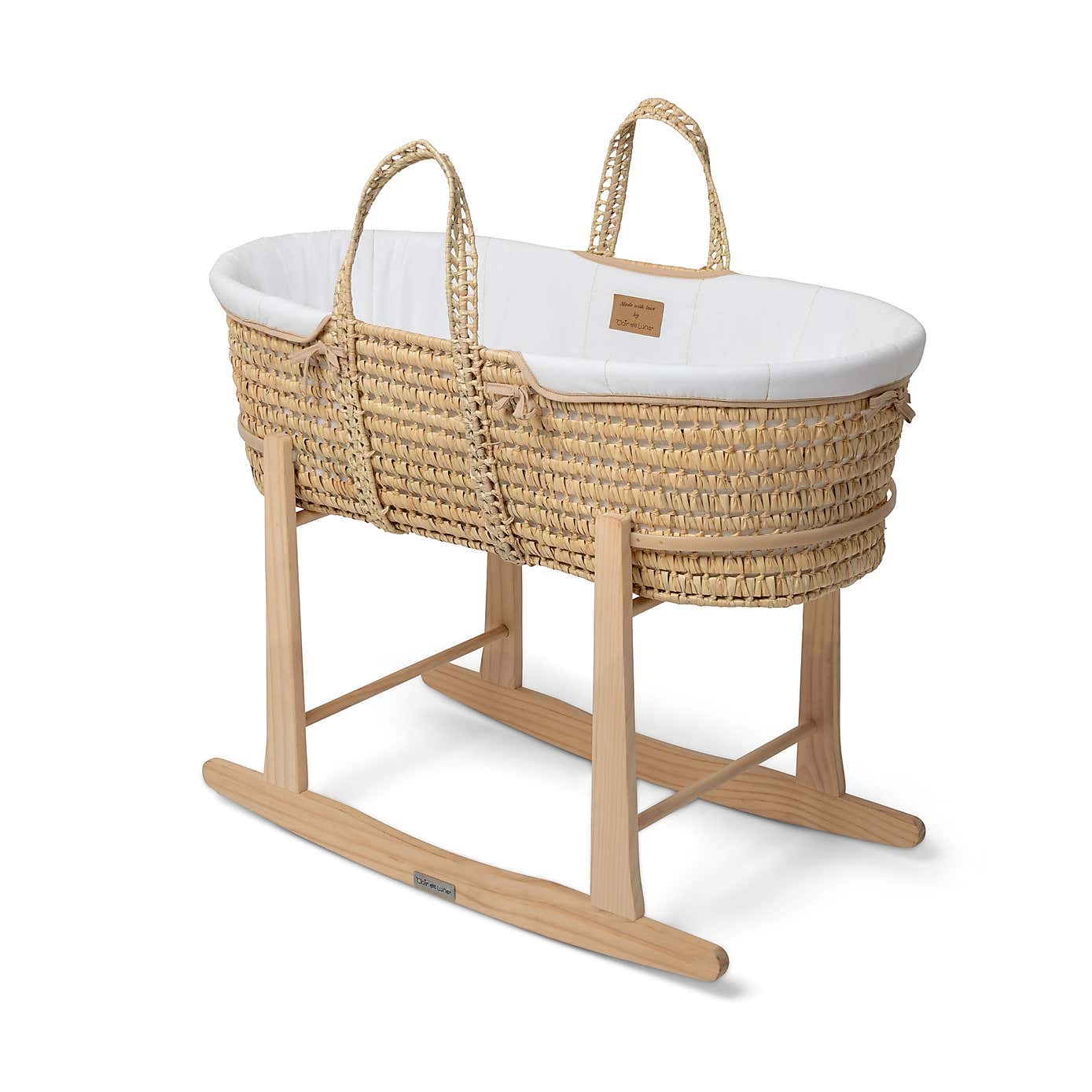 Clair de Lune Organic Palm Moses Basket With Natural Rocking Stand
