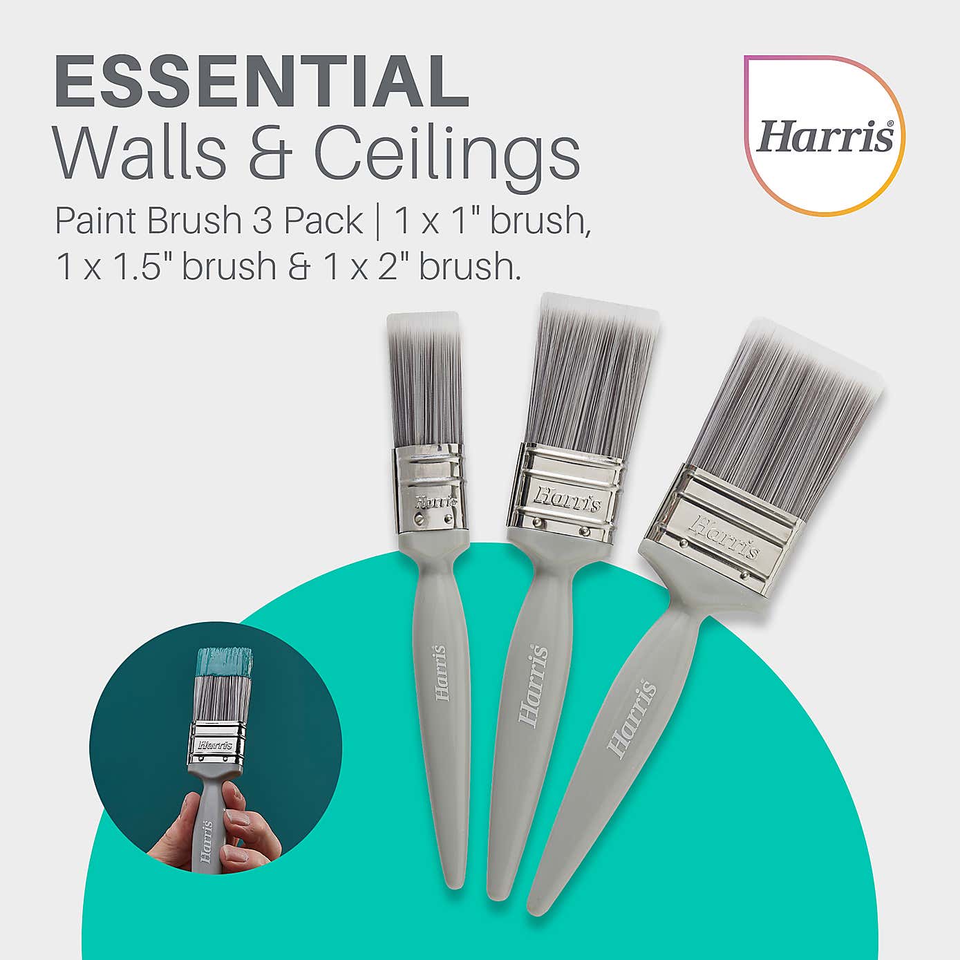 Essentials Walls & Ceiling Paint Brush 3 Pack