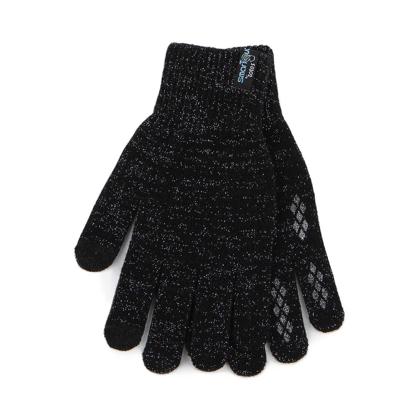 totes Stretch Knitted Black Sparkle SmarTouch Gloves