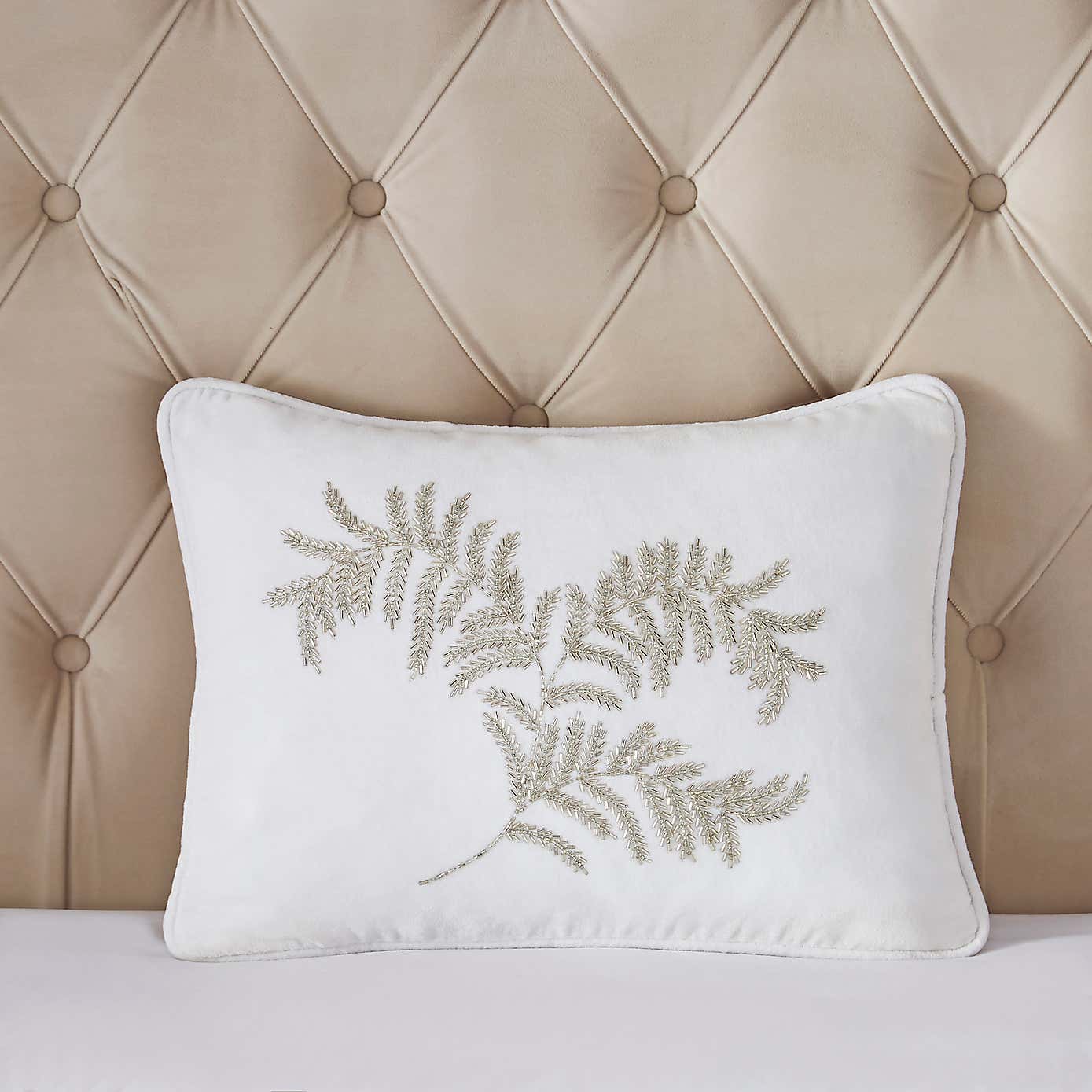 Dorma Beaded Leaf Rectangular Cushion