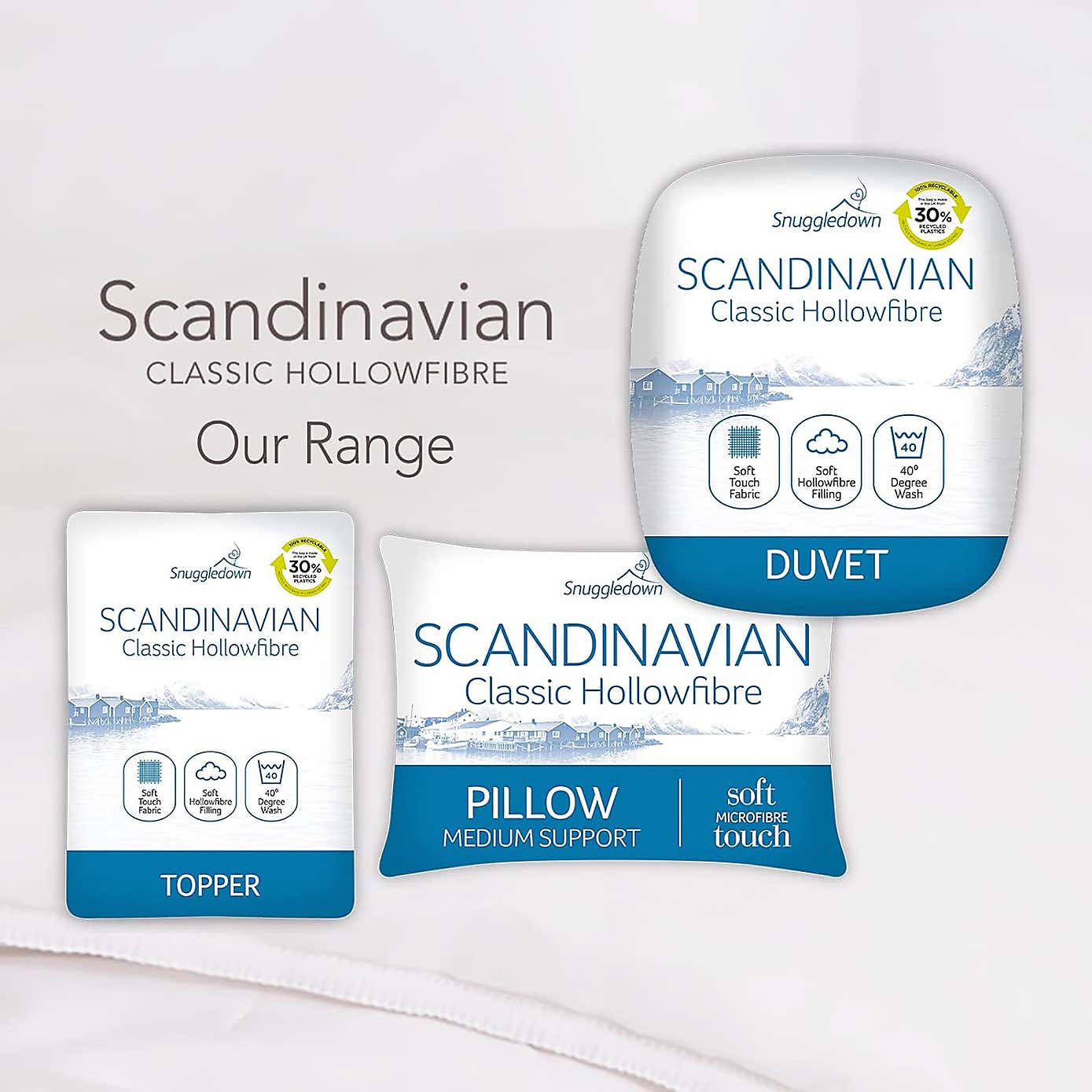 Snuggledown Scandinavian Hollowfibre 4.5 Tog Duvet and Pillow Set