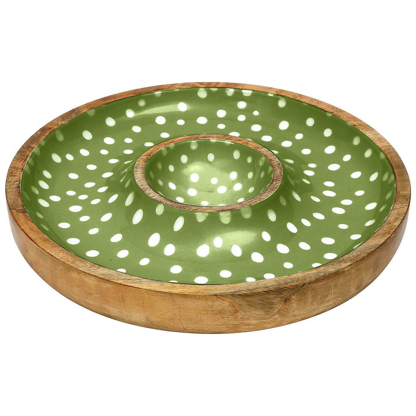 Dexam Sintra Mango Wood Spotted Chip and Dip Bowl
