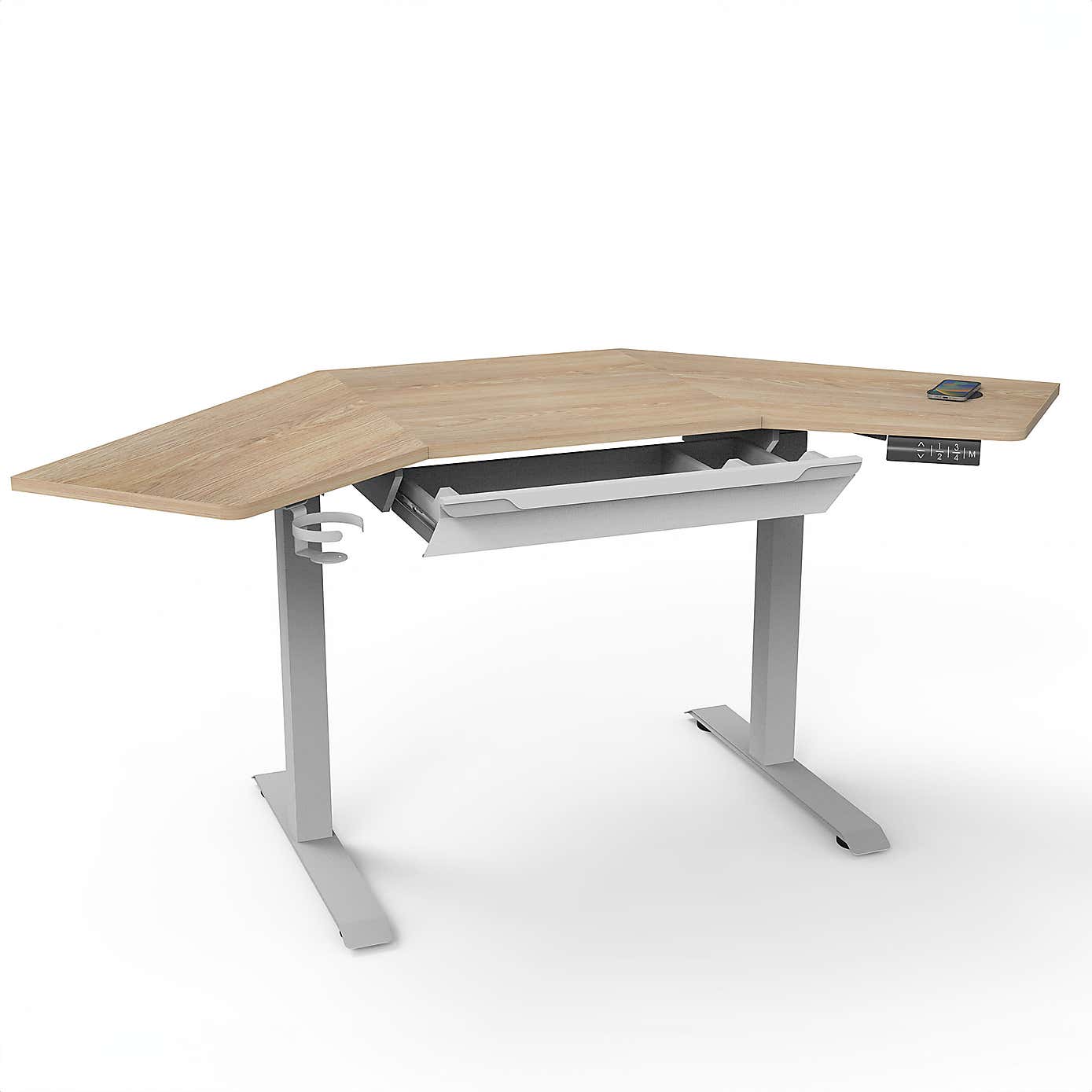 Gino Corner Height Adjustable Desk with Drawer