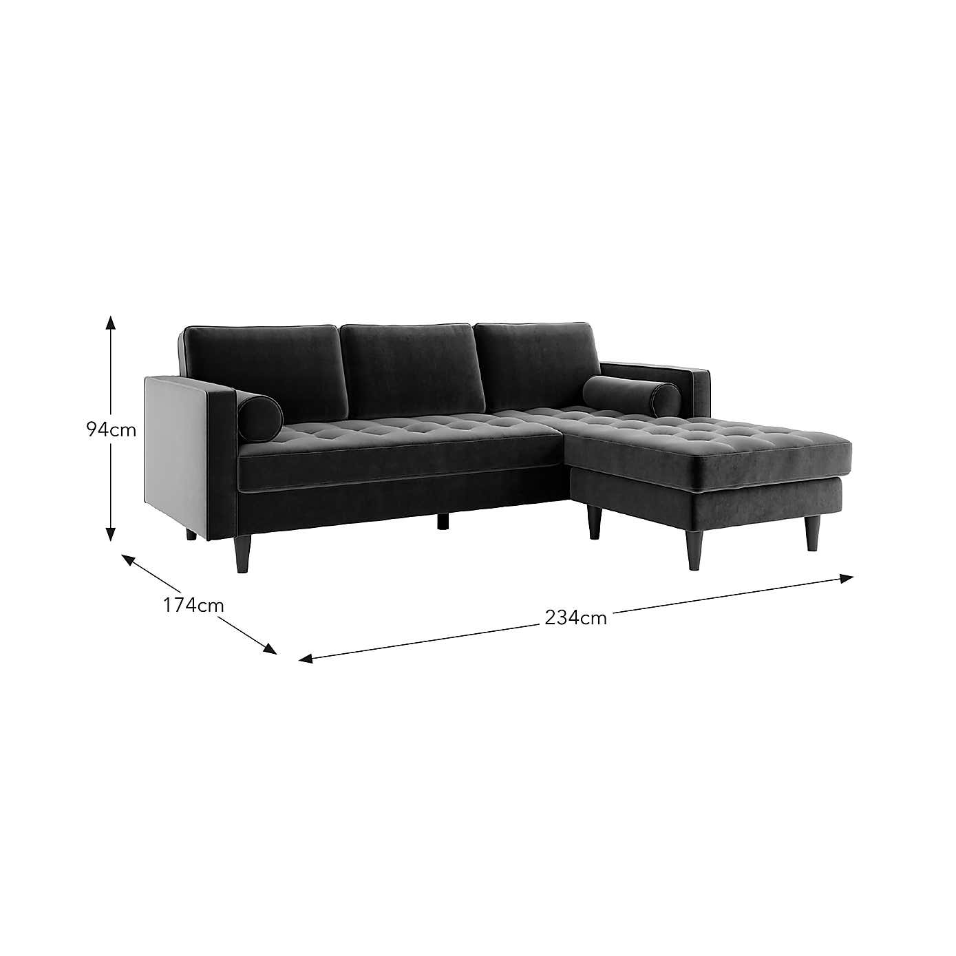 Zoe Velvet Corner Chaise Sofa