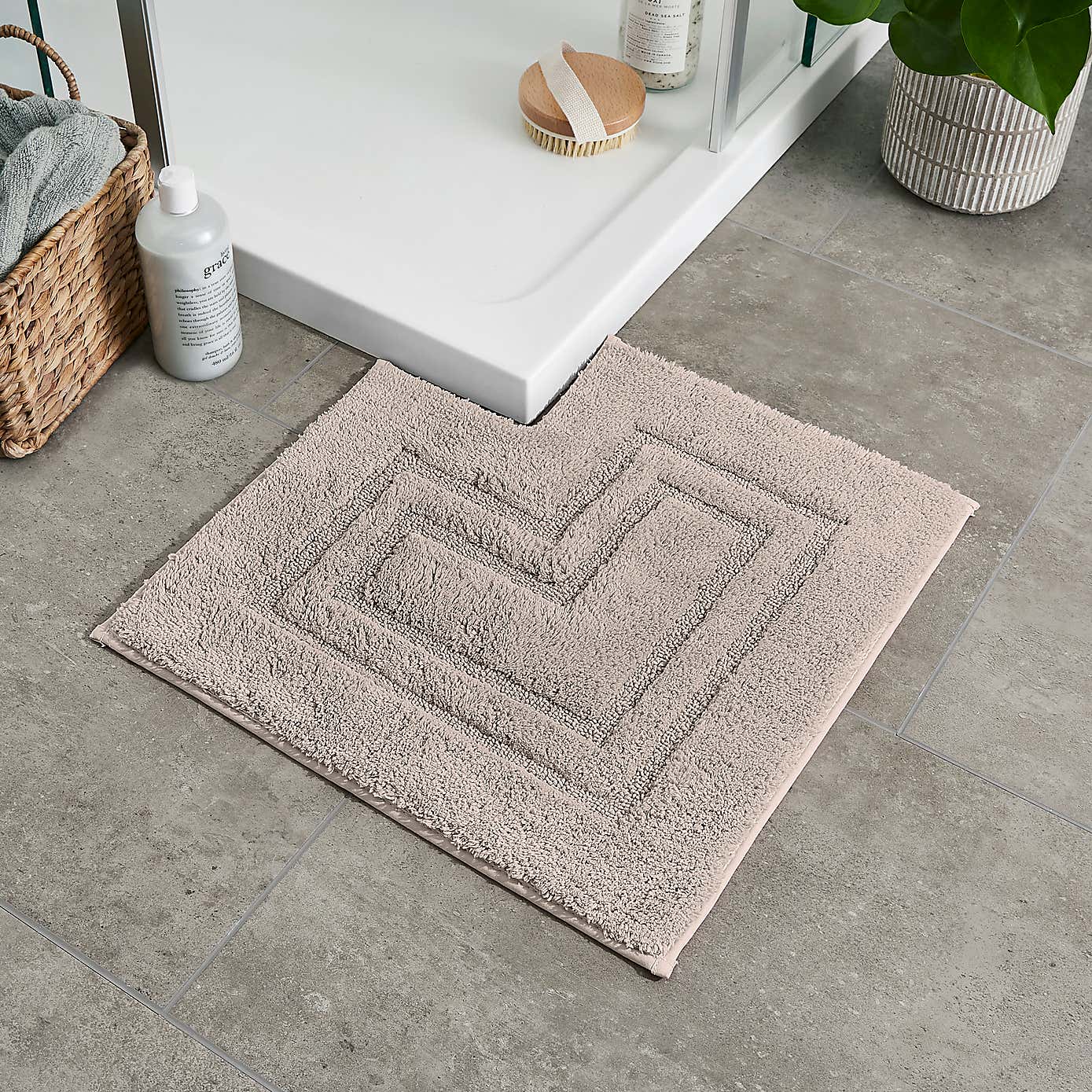Luxury Cotton L Shaped Shower Mat