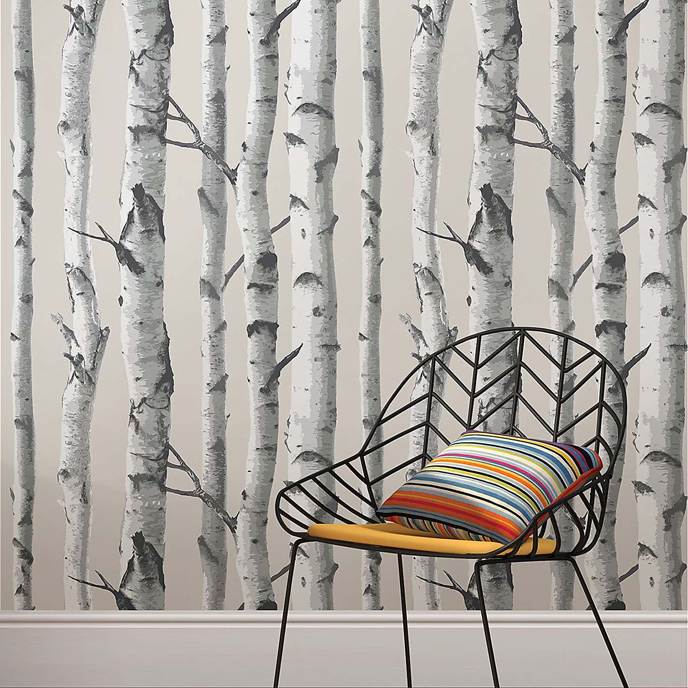 NuWallpaper Mountain Birch Grey Self Adhesive Wallpaper