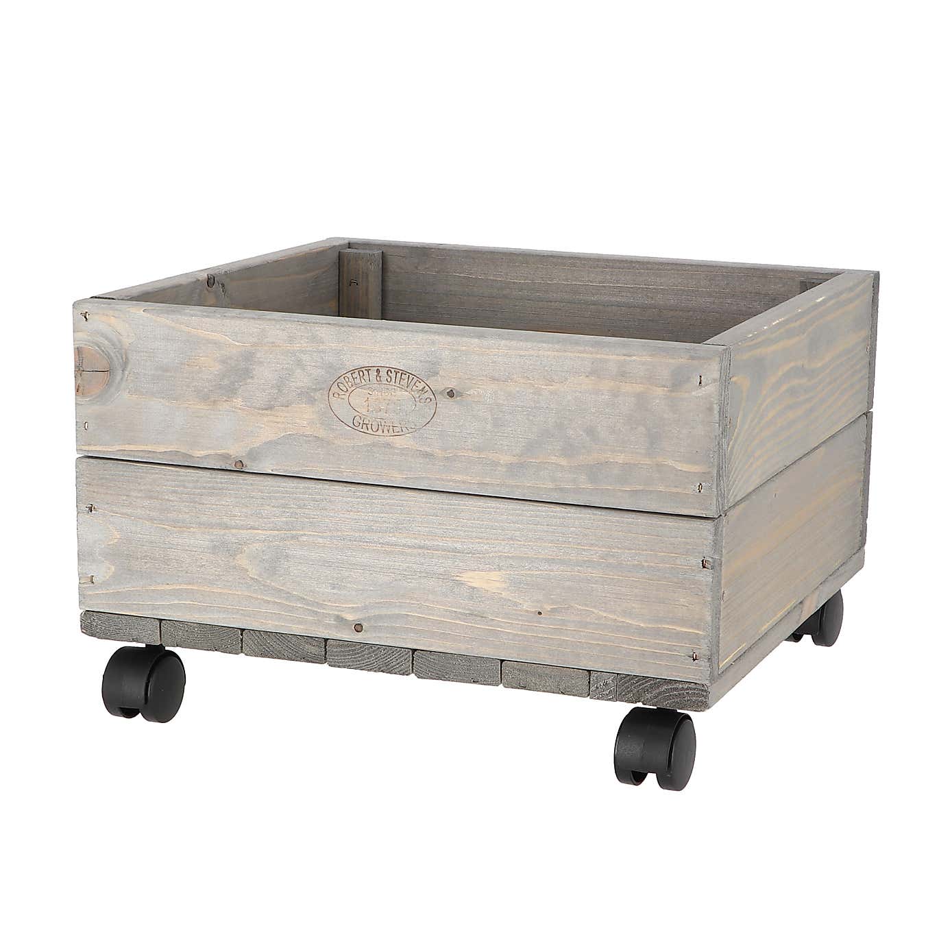 Fallen Fruits Small Rural Wooden Planter On Wheels