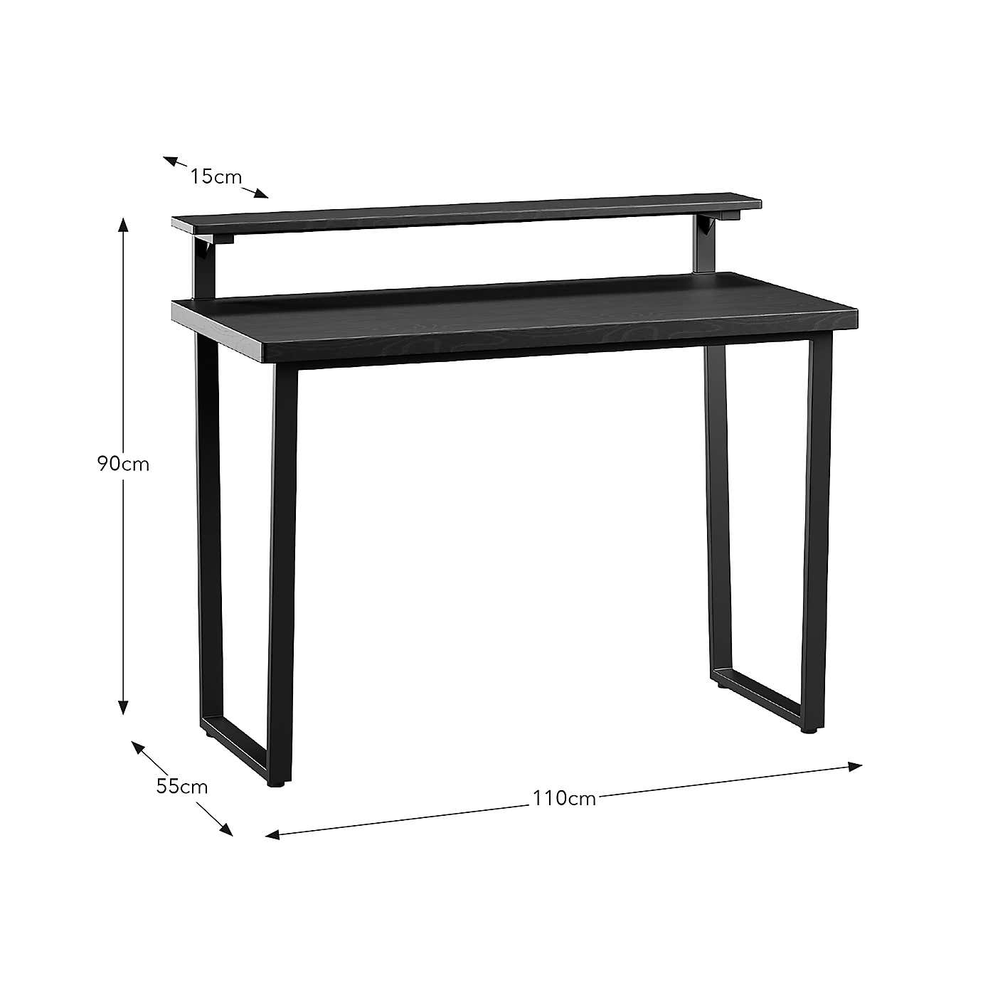 Freddie Black Step Up Shelf Desk