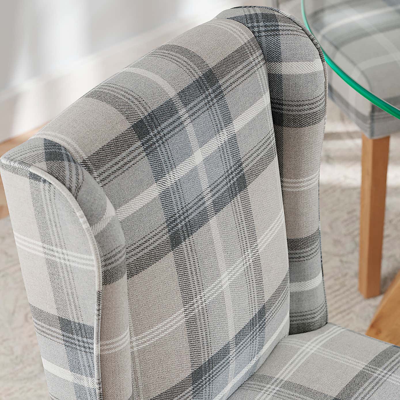 Oswald Set of 2 Country Check Dining Chairs