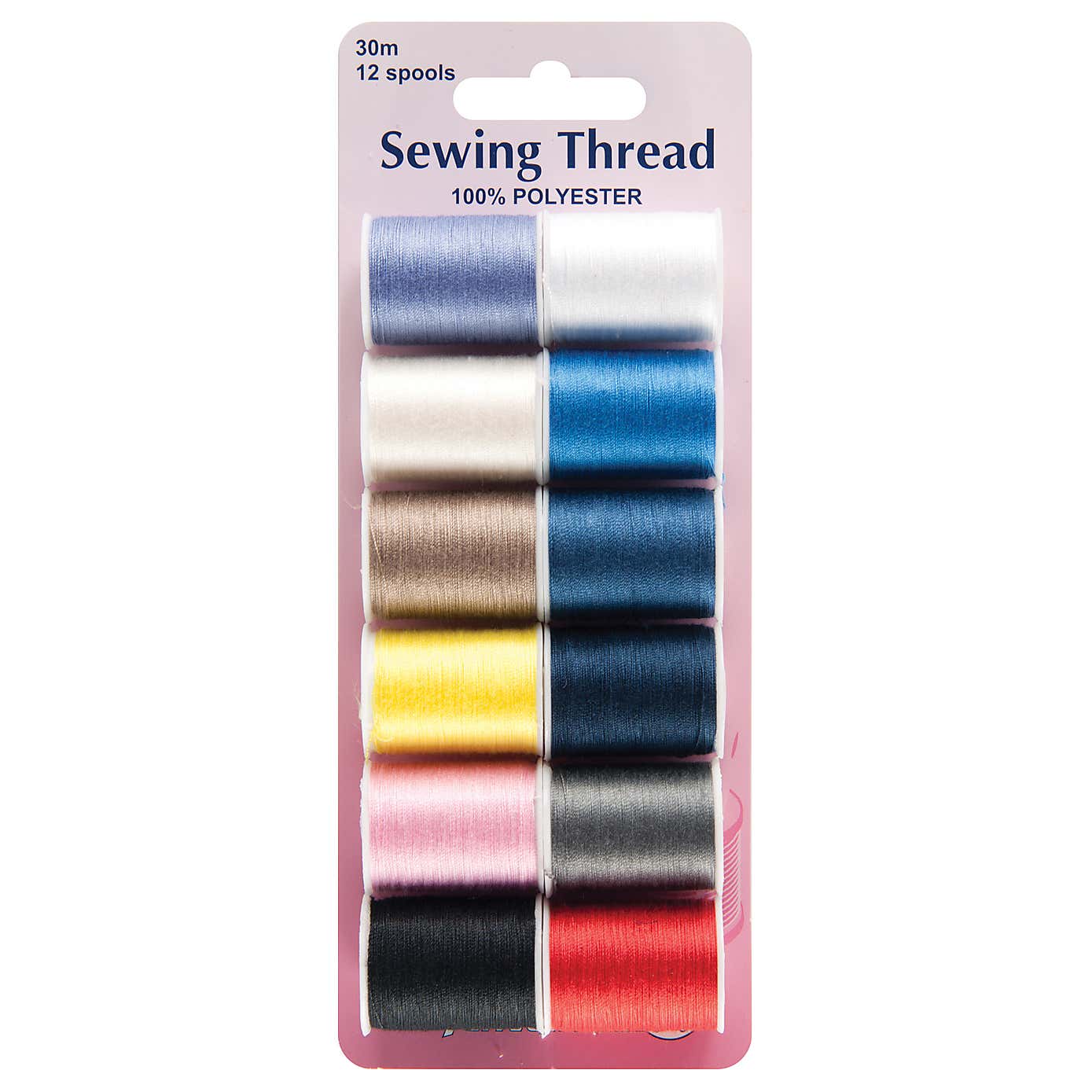 Hemline Pack of 12 Assorted Polyester Thread