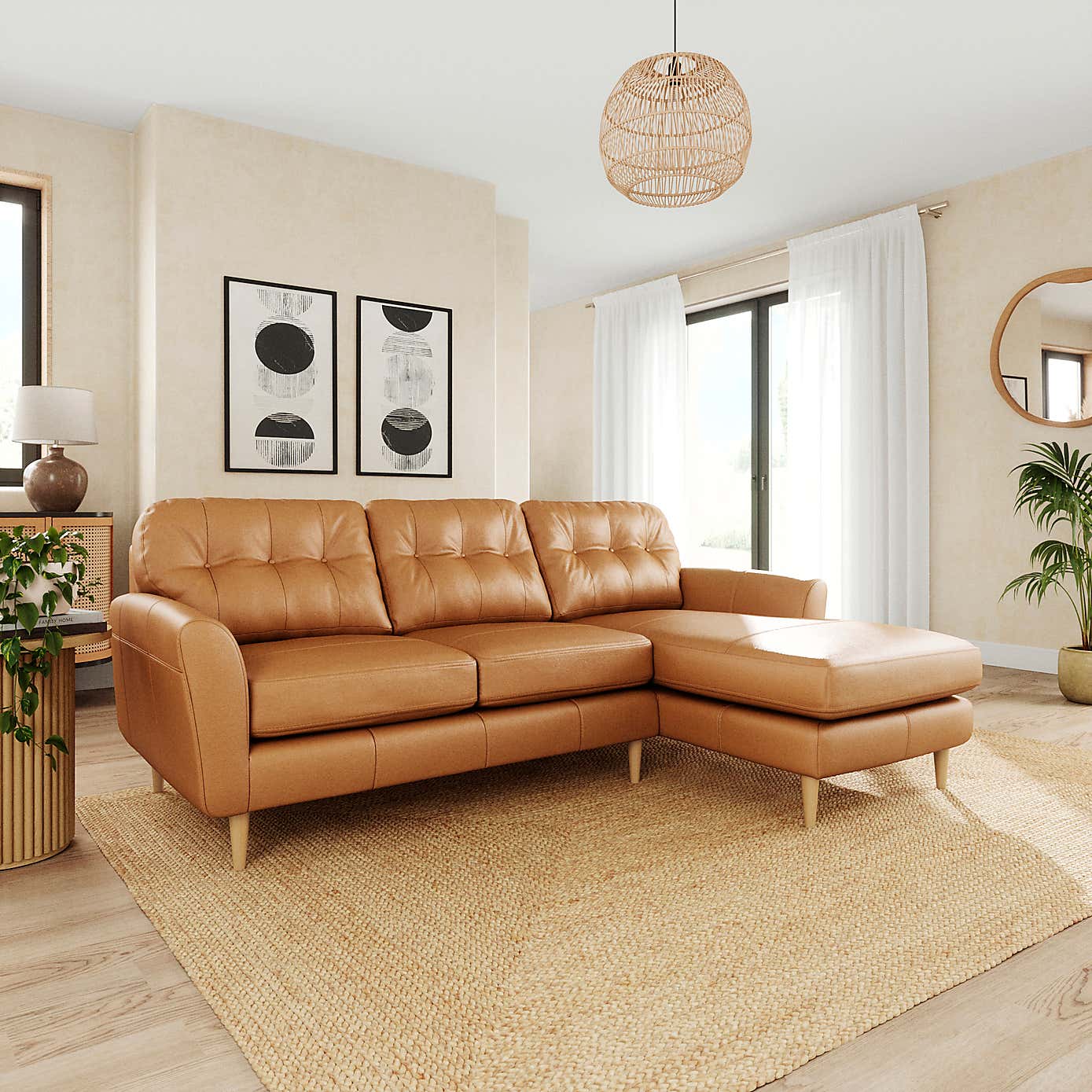 Sven Vintage Leather Large Corner Chaise Sofa