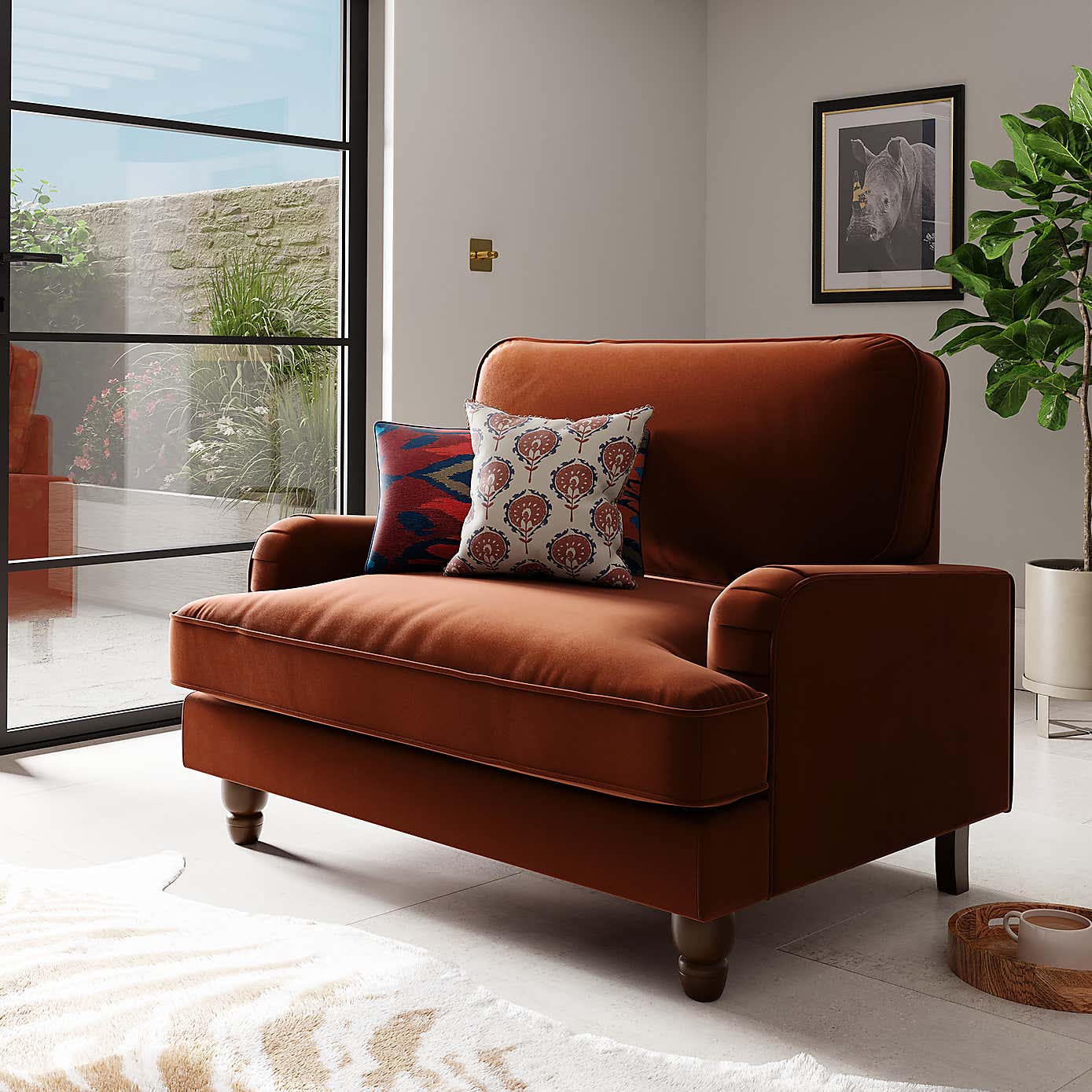 Beatrice Matte Velvet Snuggle Single Sofa Bed