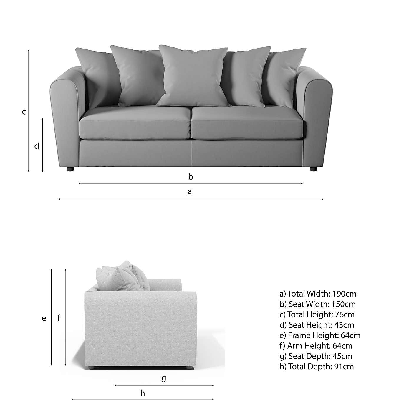 Blake Soft Faux Leather Combo 3 Seater Sofa