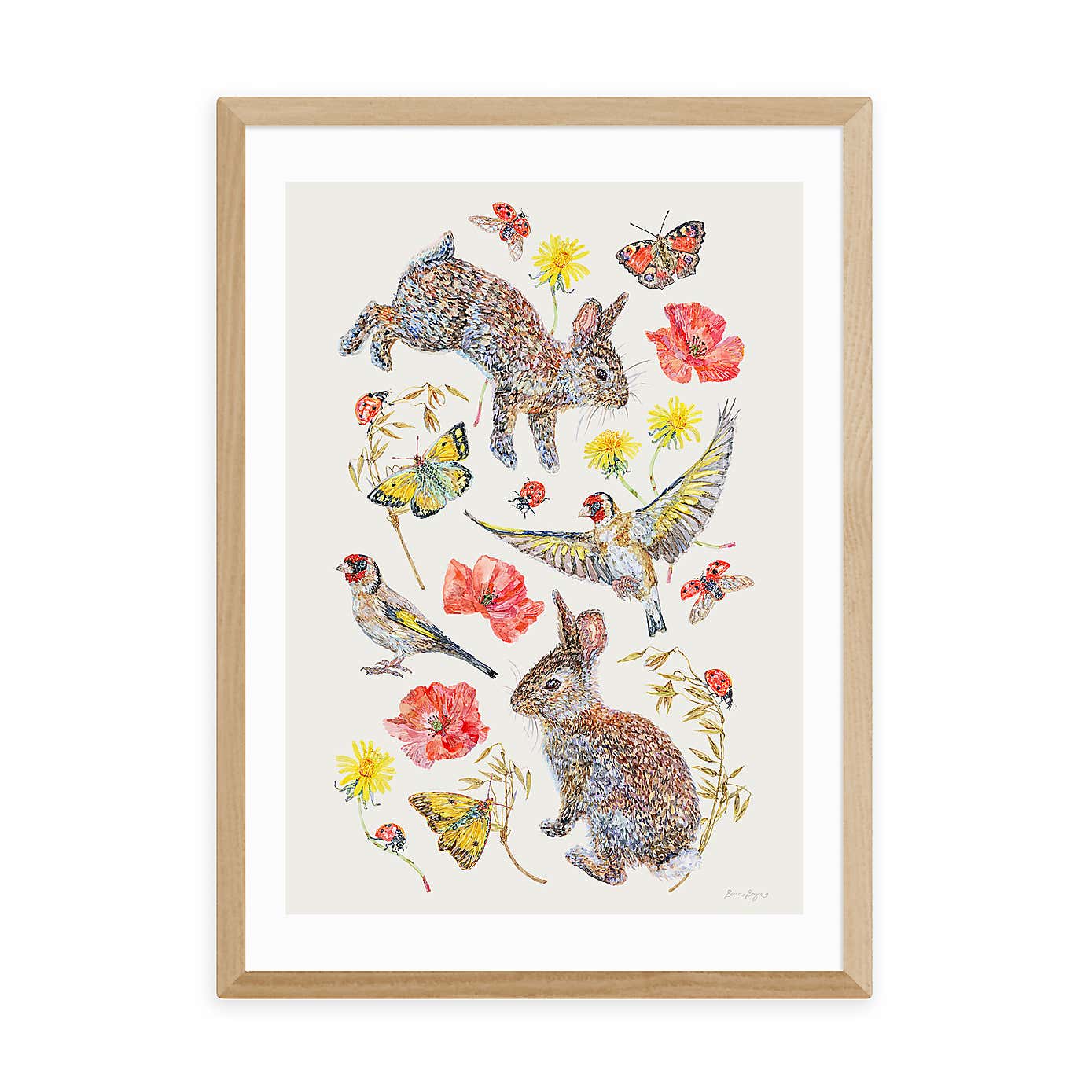 East End Prints Meadow Birds Bunnies And Butterflies Print
