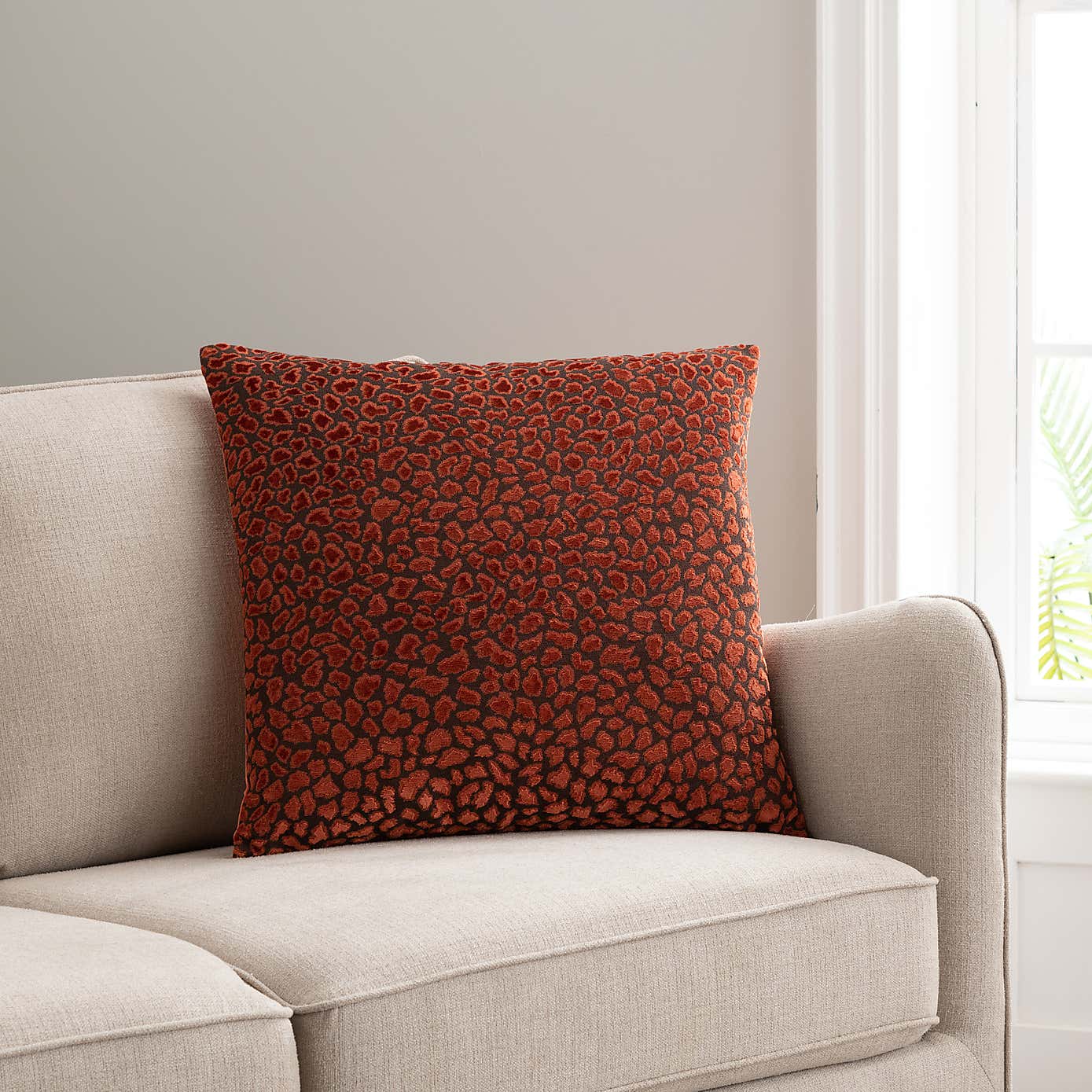 Animal Cut Velvet Copper Cushion Cover