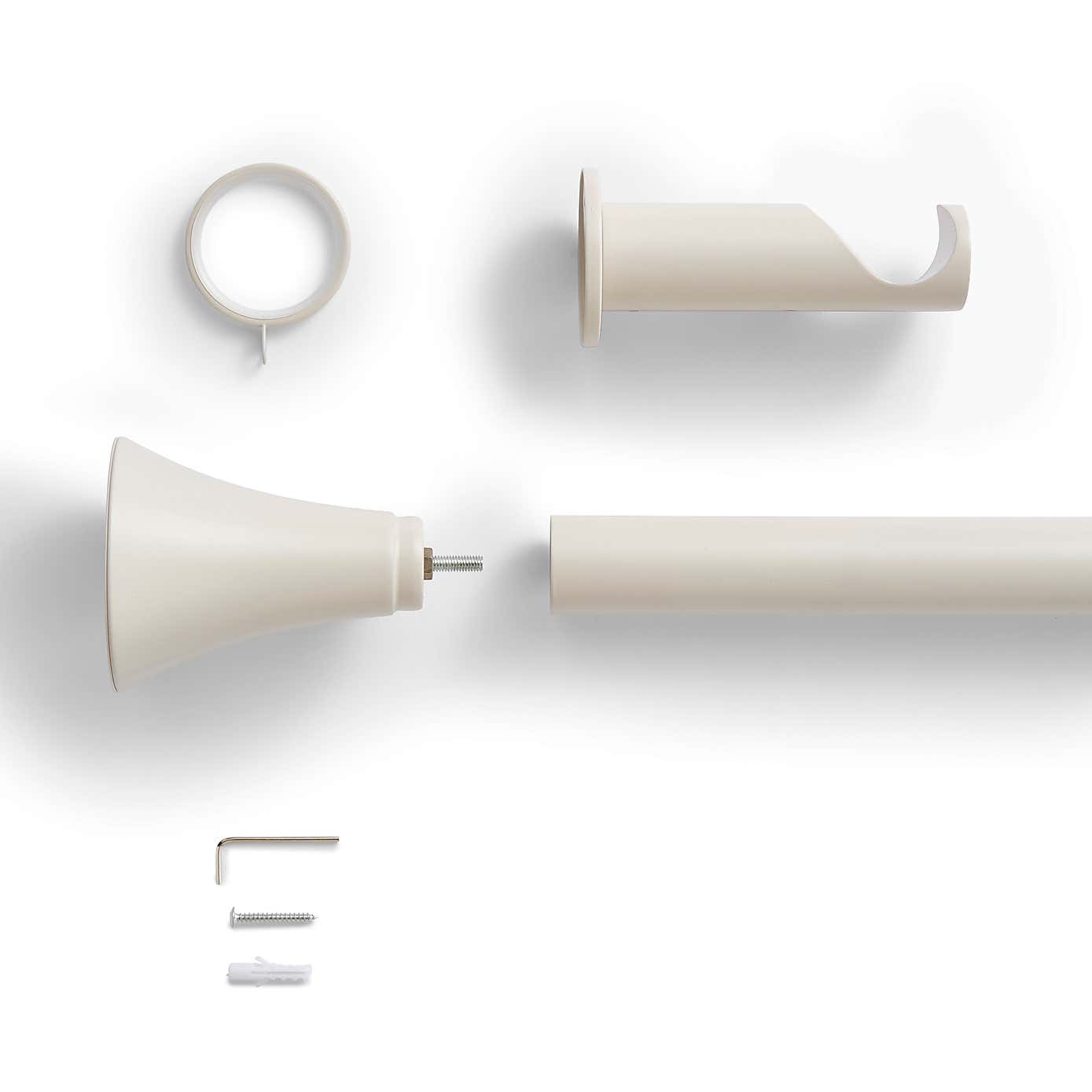 Flush Trumpet Fixed Metal Curtain Pole with Rings